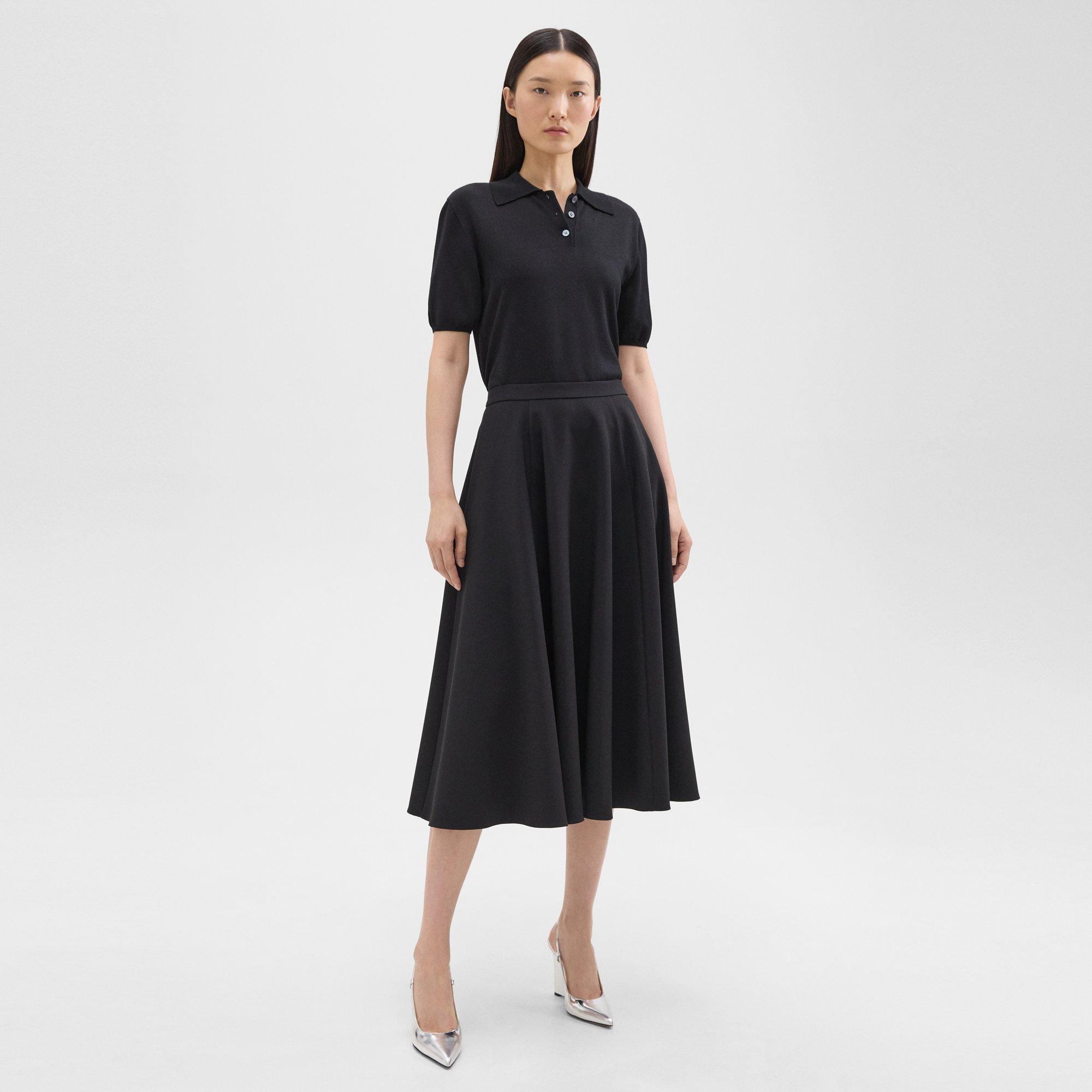 Shop Theory Full Midi Skirt In Crepe In Black