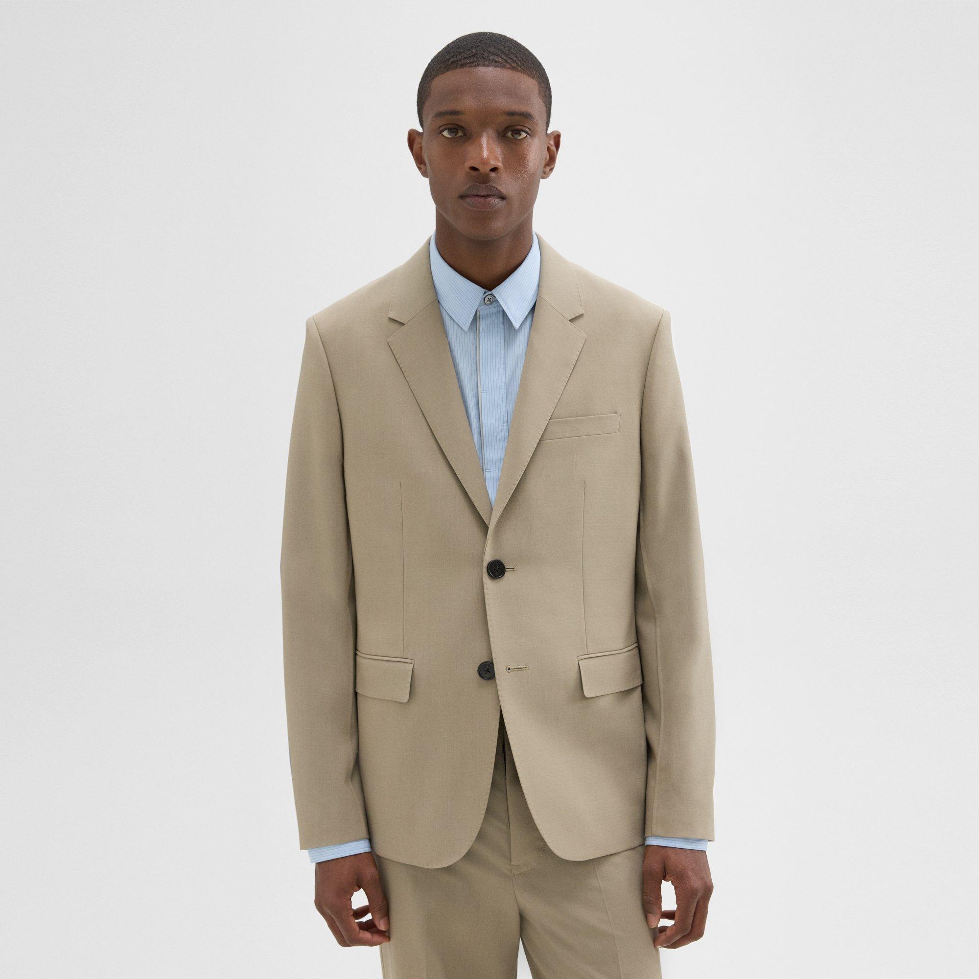 Theory Virgin Wool Three-button Blazer In Light Quarry