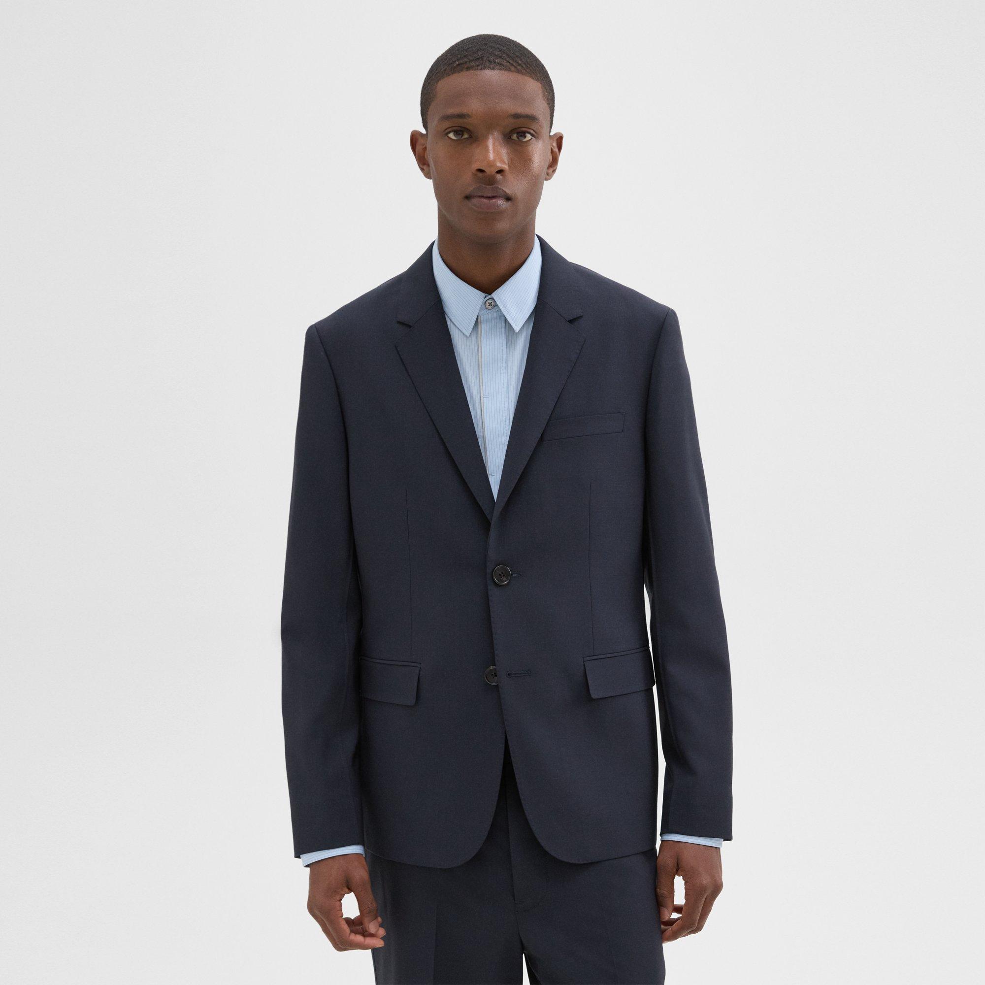 Theory Virgin Wool Three-button Blazer In Midnight