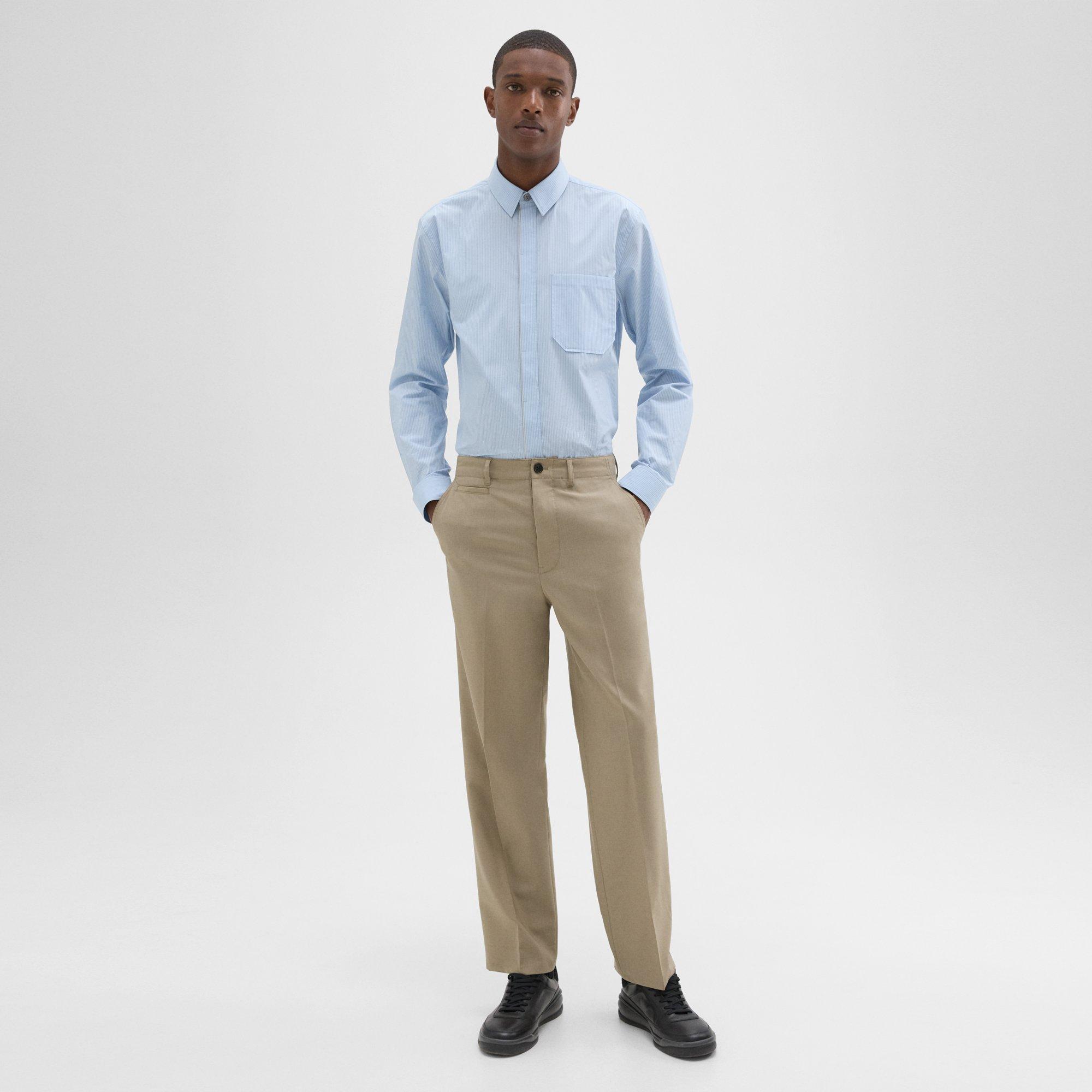 Theory Relaxed Virgin Wool Pant In Light Quarry