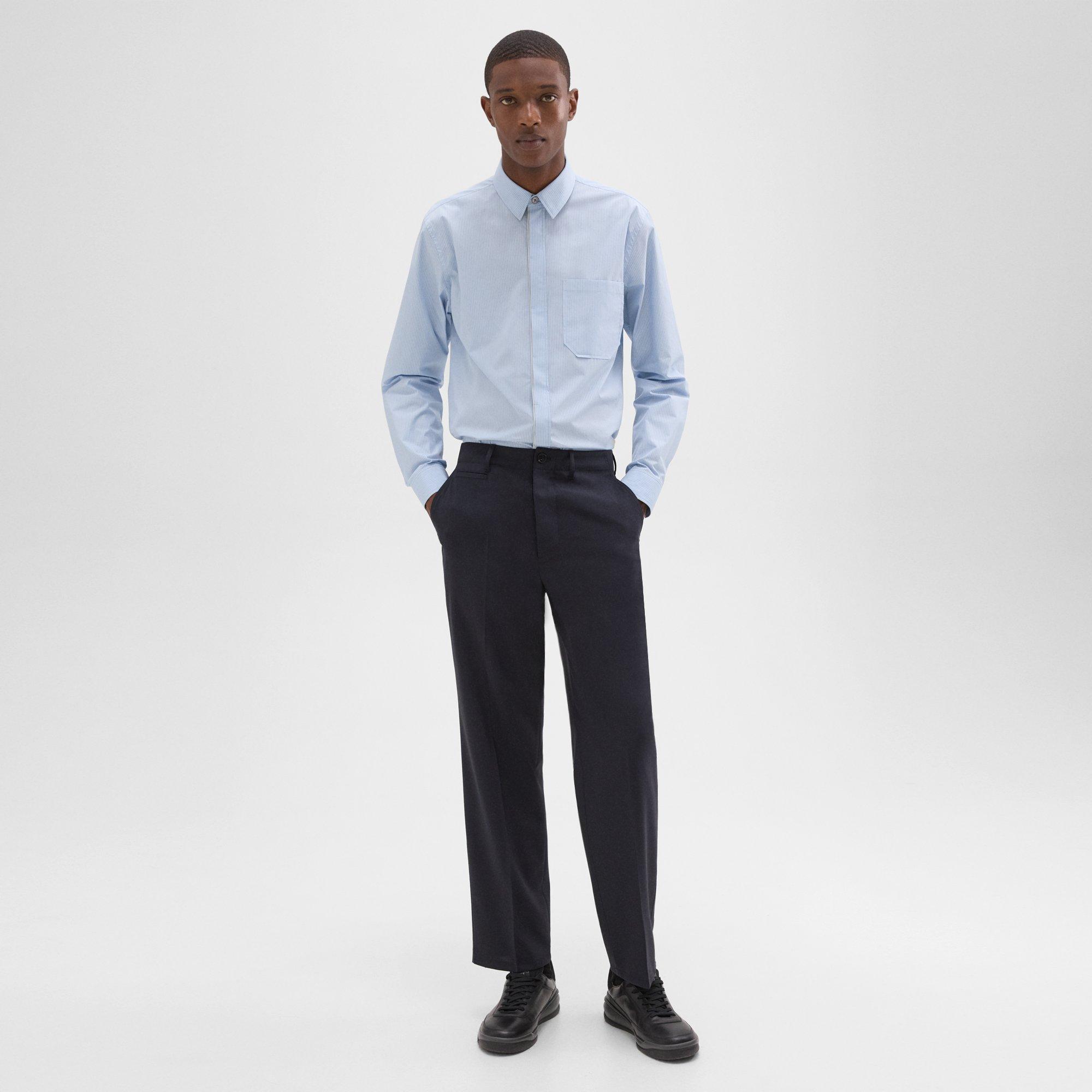 Theory Relaxed Virgin Wool Pant In Midnight