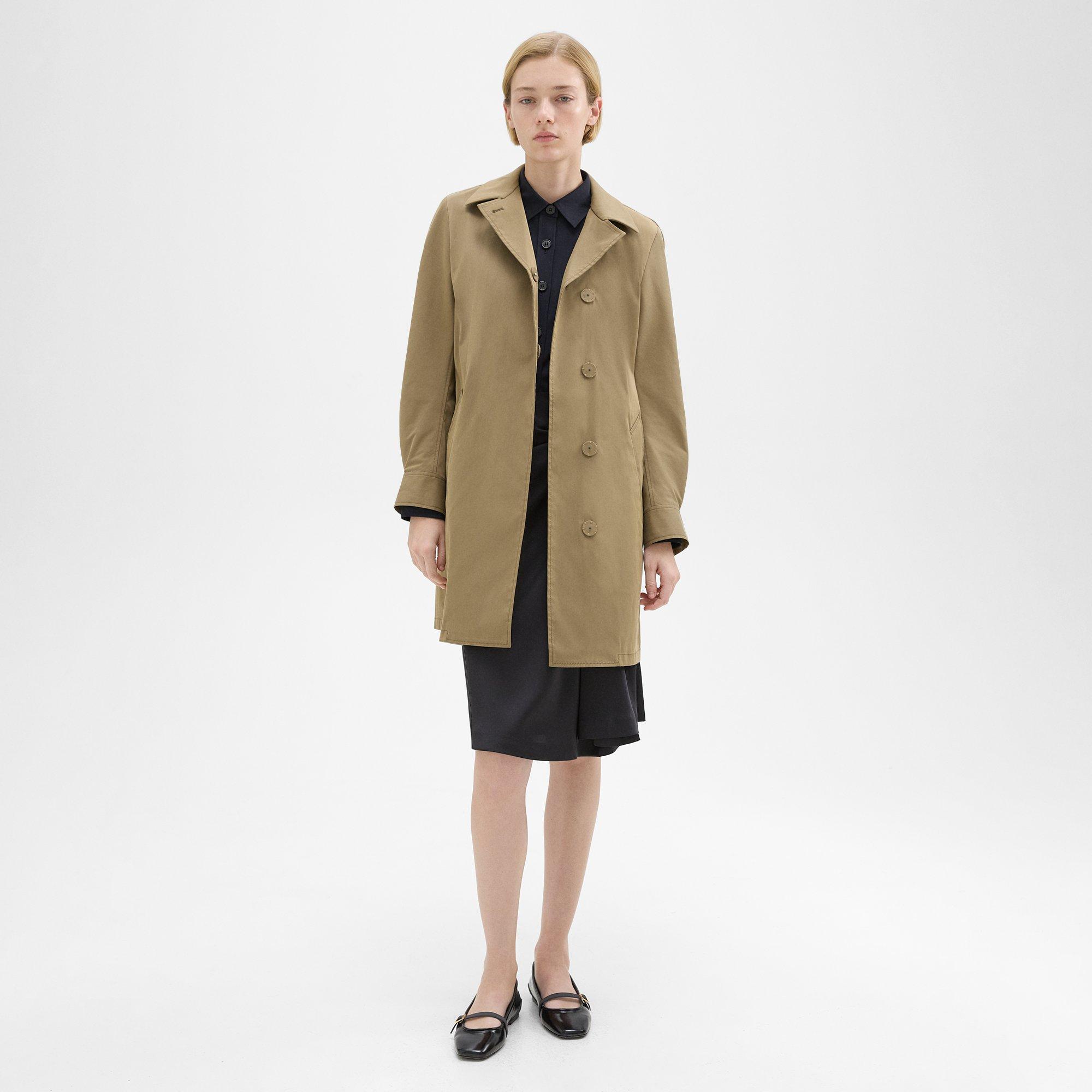 Shop Theory Tailored Cotton-blend Coat In Beige