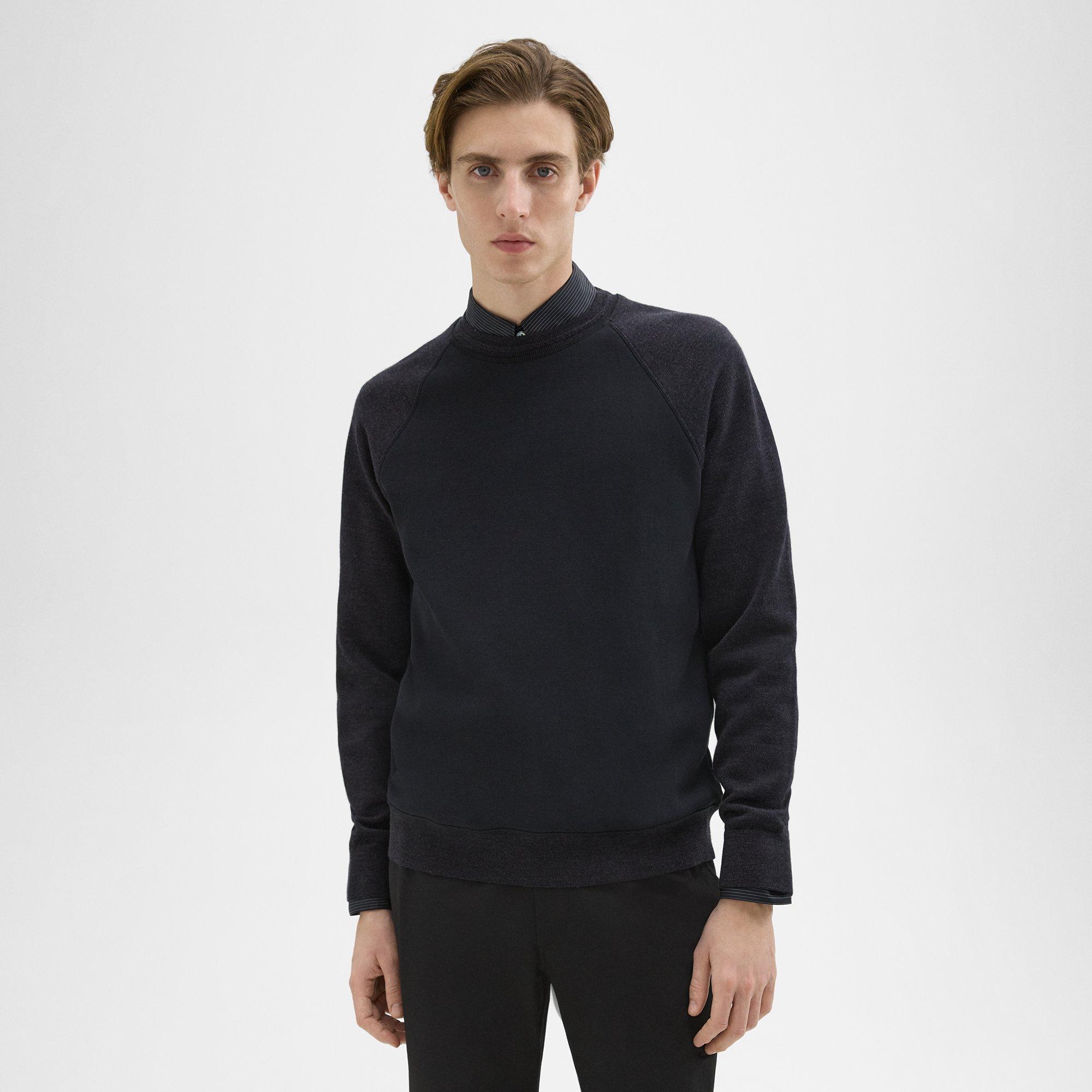 Shop Theory Scuba-wool Combo Sweatshirt In Black