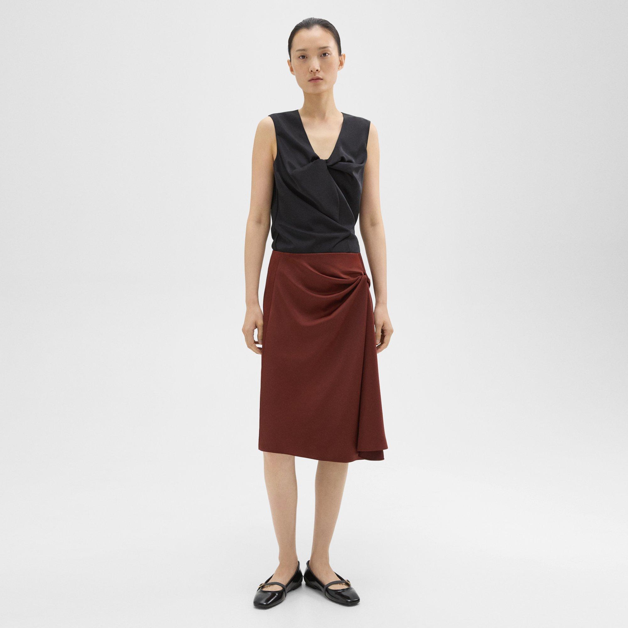 Theory Twisted Midi Skirt In Canyon