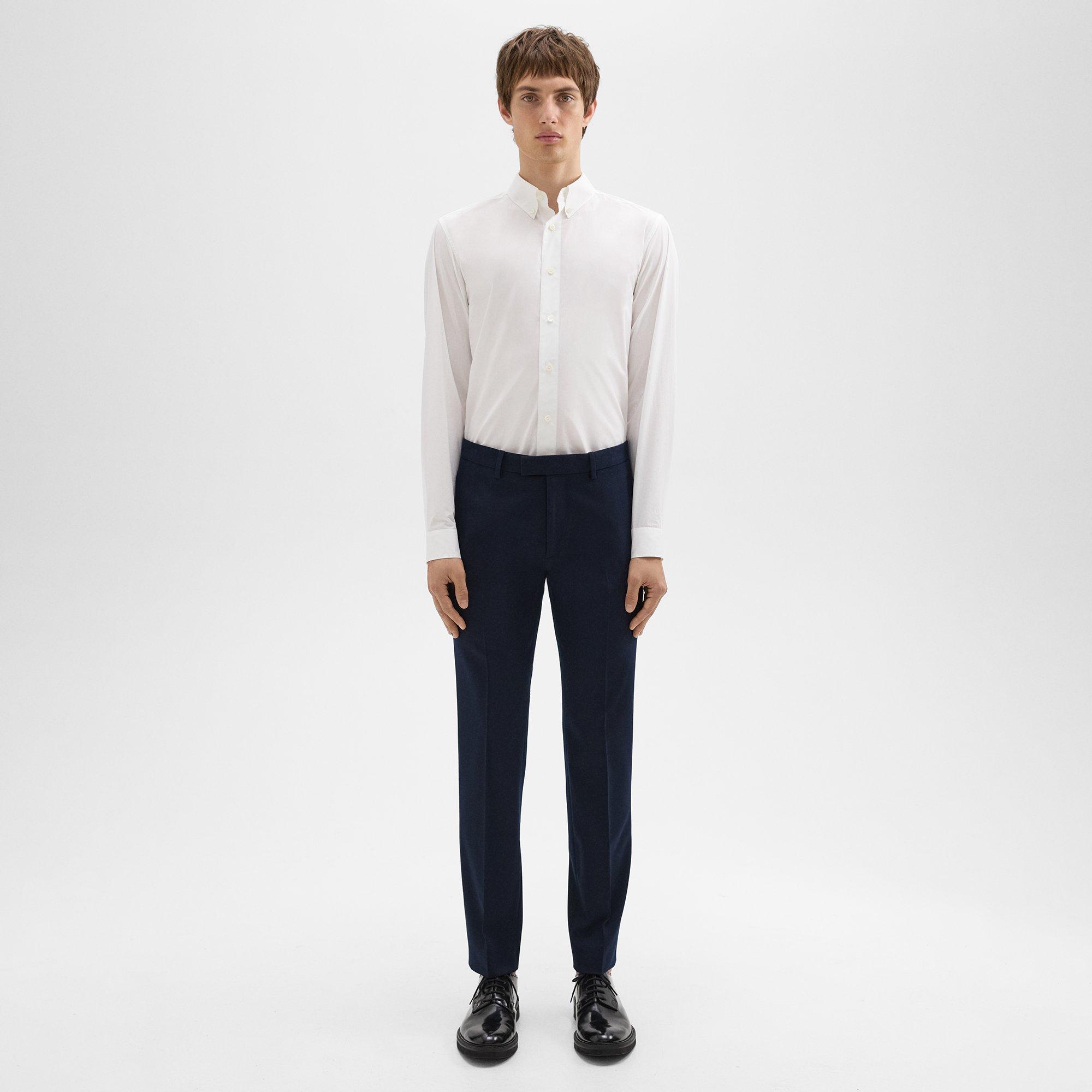 Shop Theory Zaine Tab Pant In Textured Gabardine In Baltic