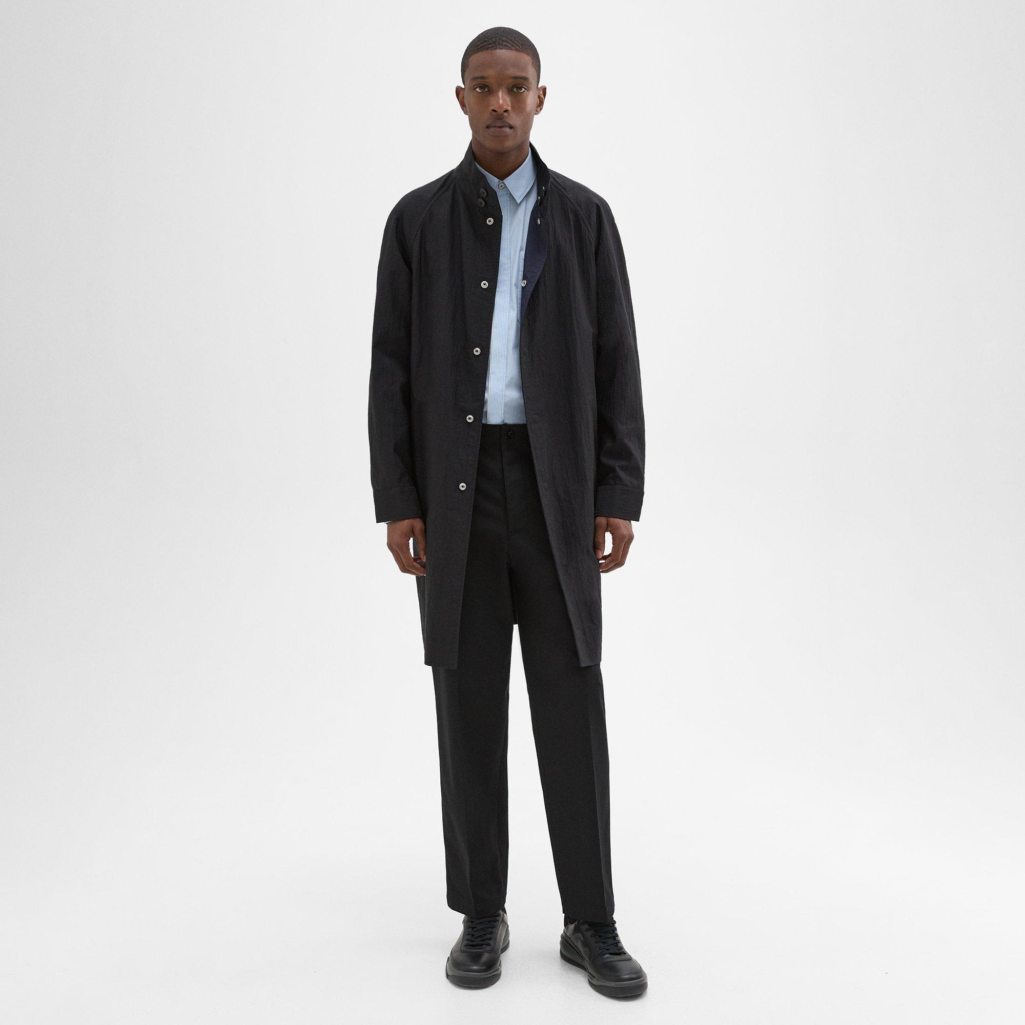 Shop Theory Reversible Stand-collar Trench Coat In Black