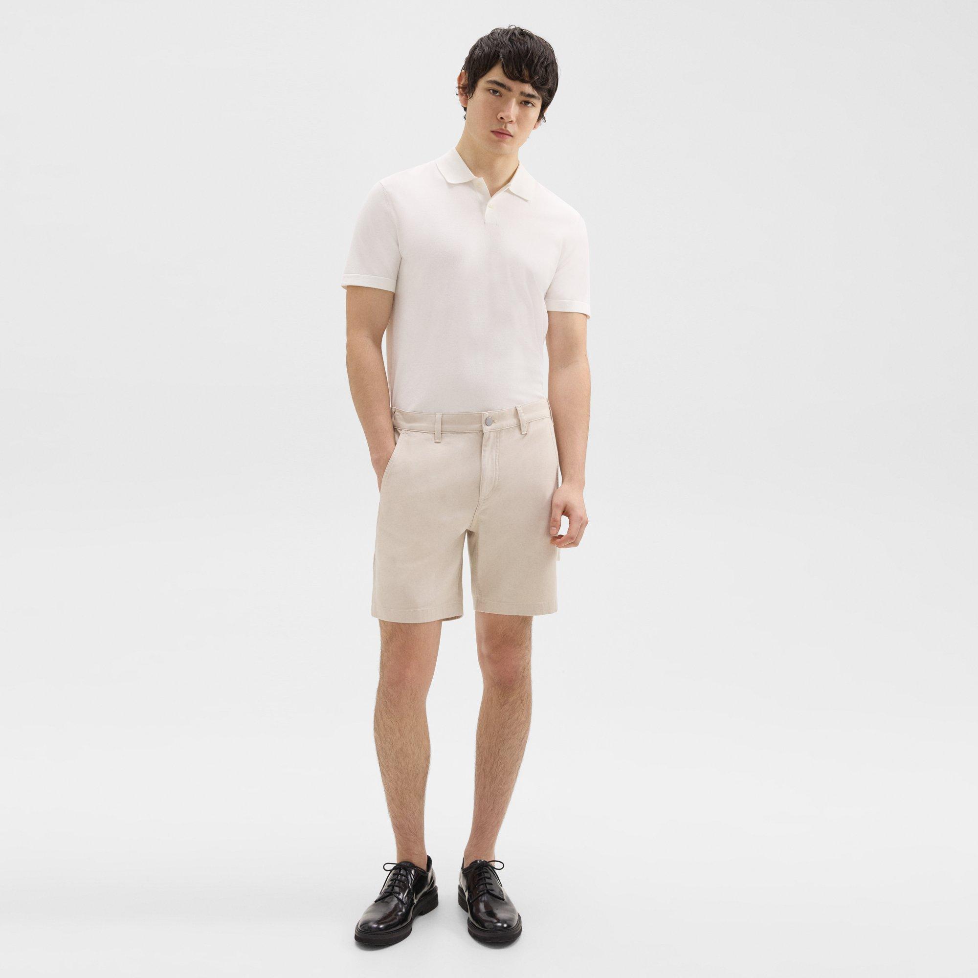 Shop Theory Zaine 7" Carpenter Short In Stretch Cotton Canvas In Sand