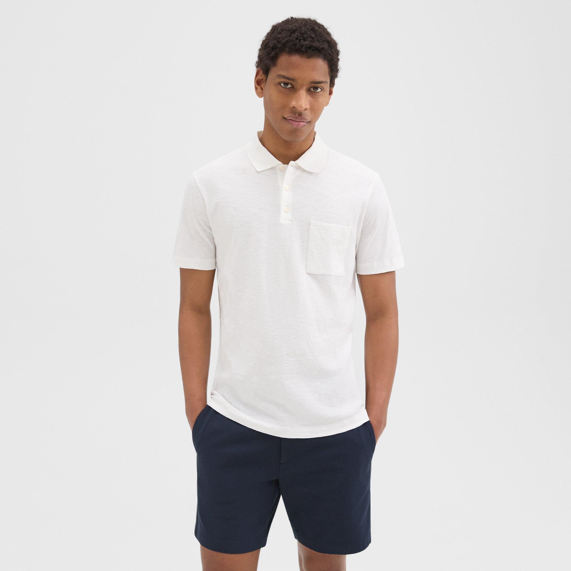 Shop Theory Bron Polo Shirt In Slub Cotton In White