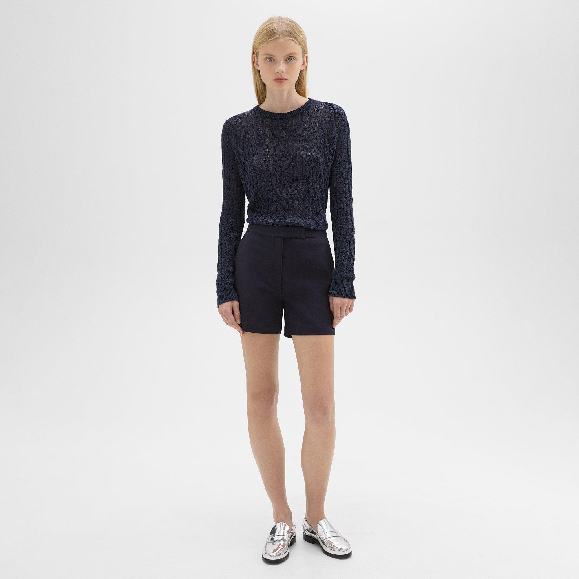 Shop Theory Waist Tab Short In Neoteric Twill In Dark Navy