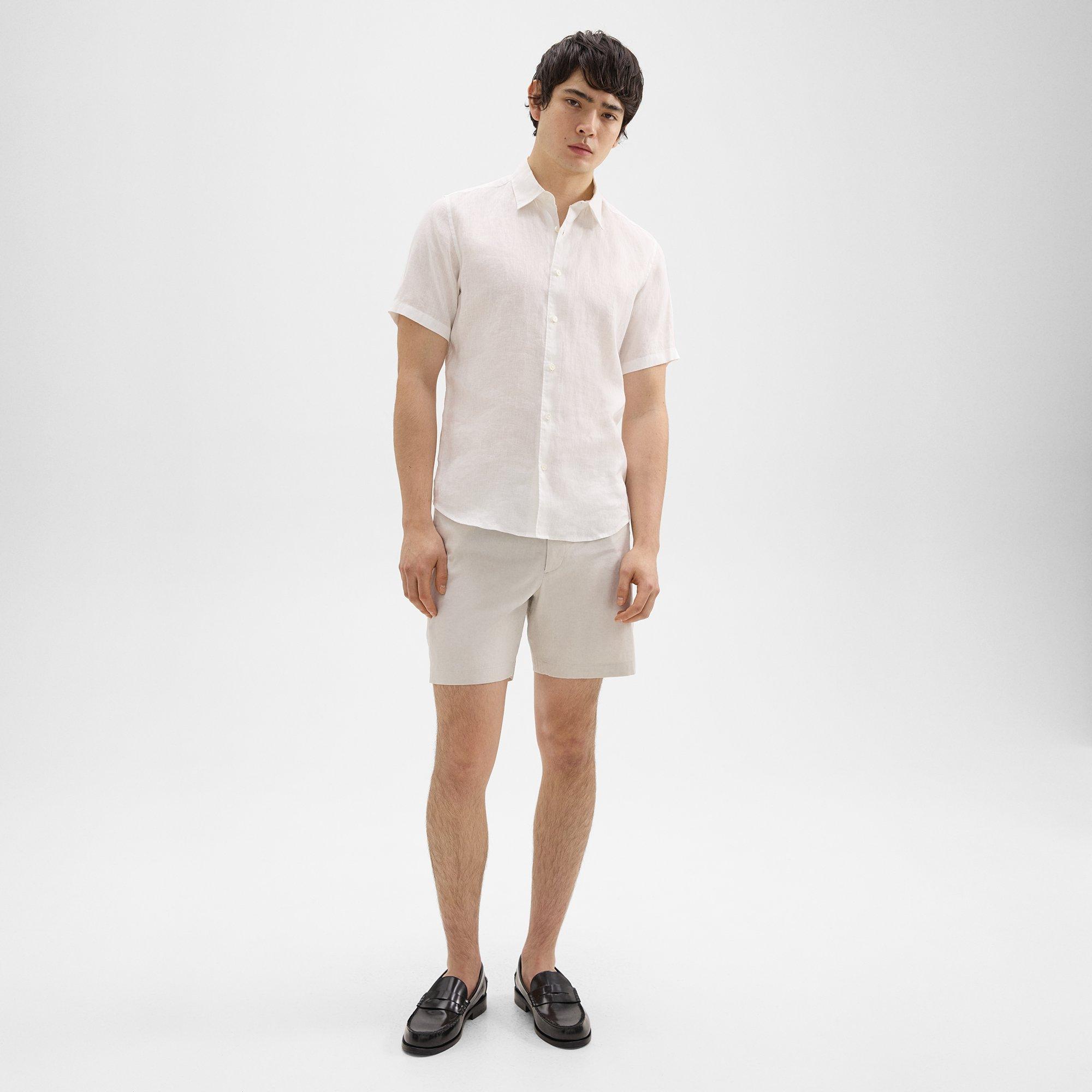 Shop Theory Curtis 7" Drawstring Short In Good Linen In Sand