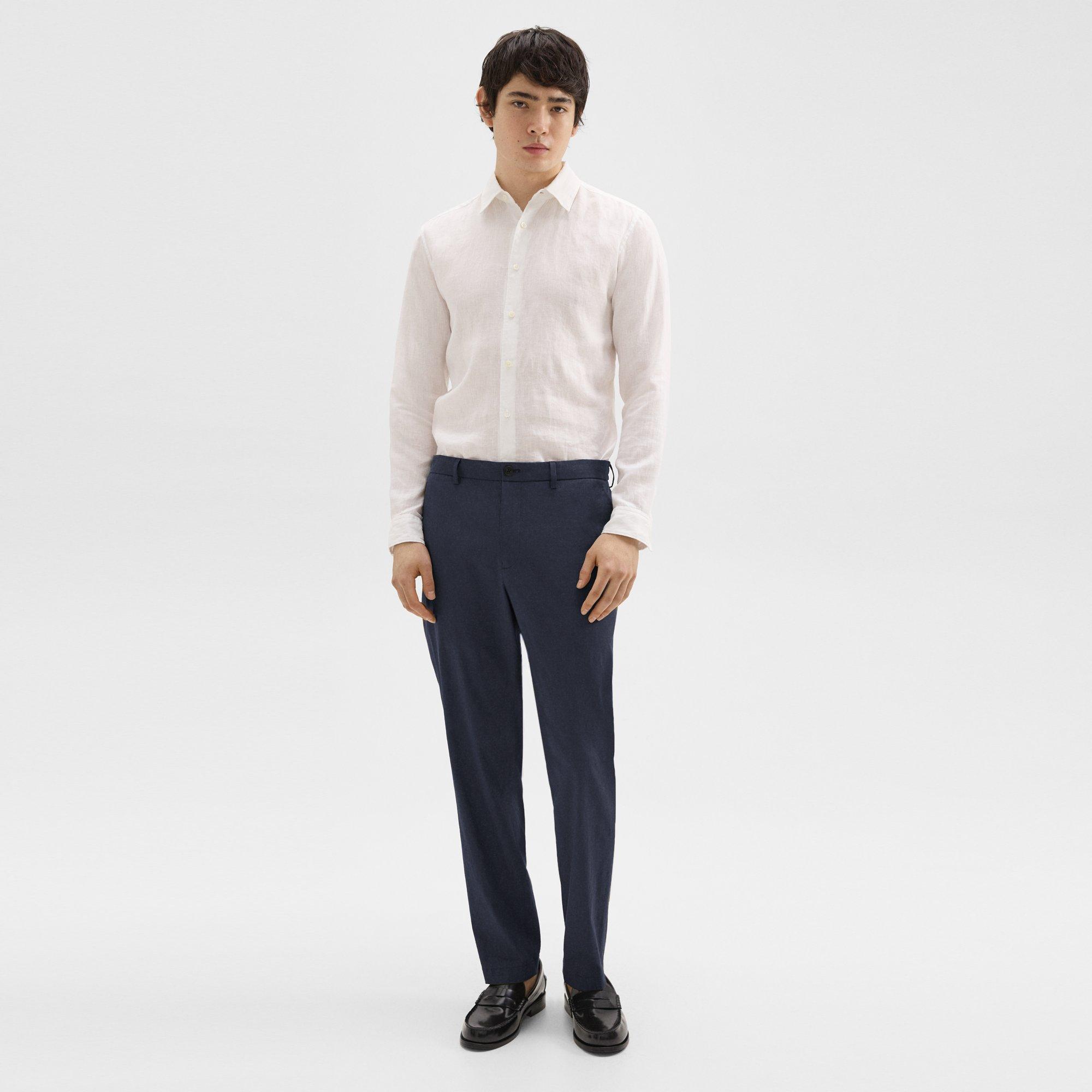 Theory Curtis Drawstring Pant In Good Linen In Space