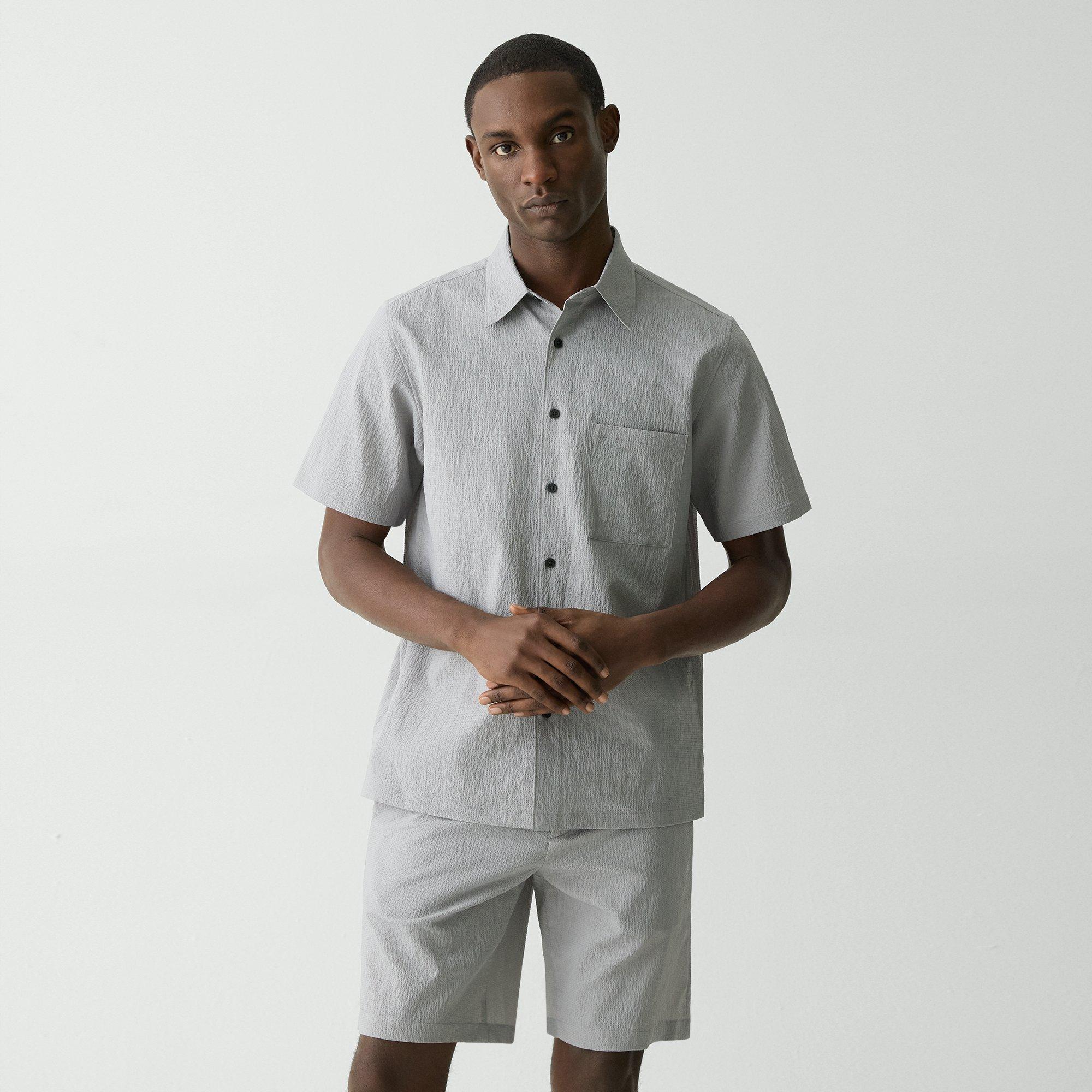 Theory Noll Short-sleeve Shirt In Kelso Nylon In Dark Vapor