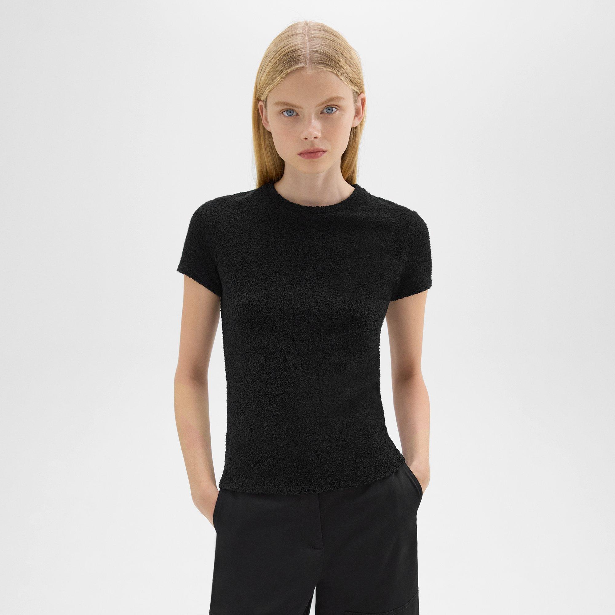 Shop Theory Tiny Tee In Bouclé Jersey In Black