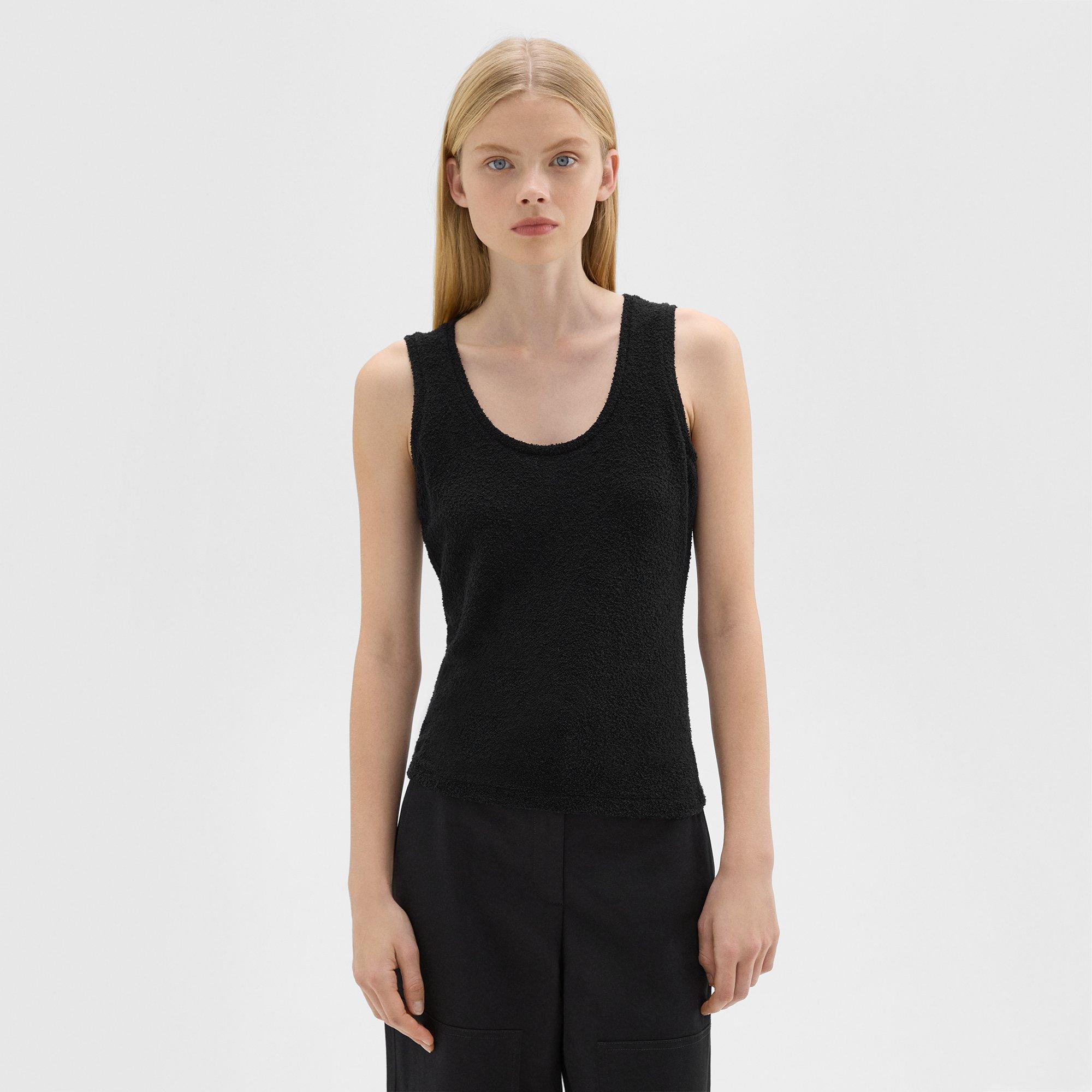 Theory Tiny Tank In Bouclé Jersey In Black