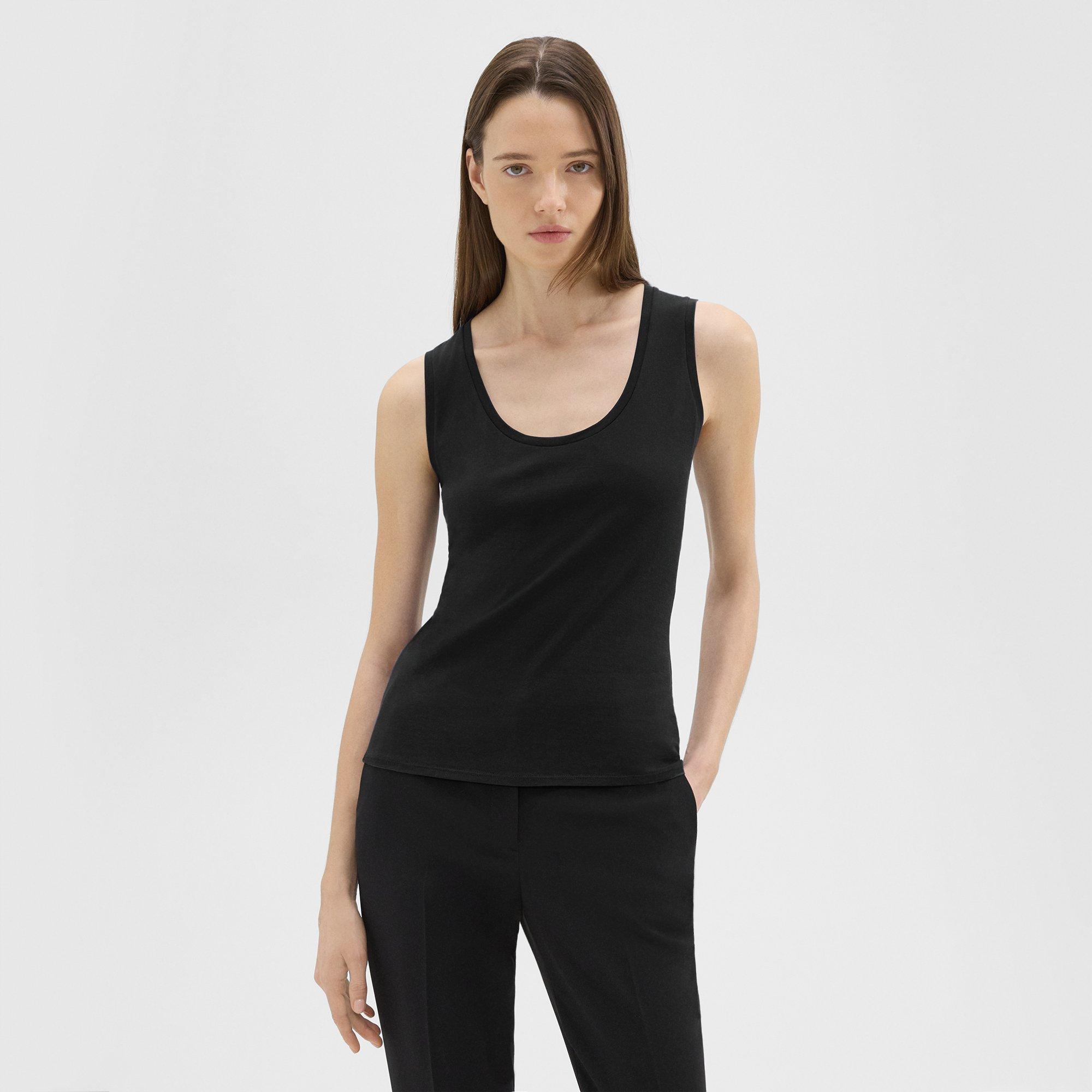 Shop Theory Tiny Tank In Organic Cotton In Black