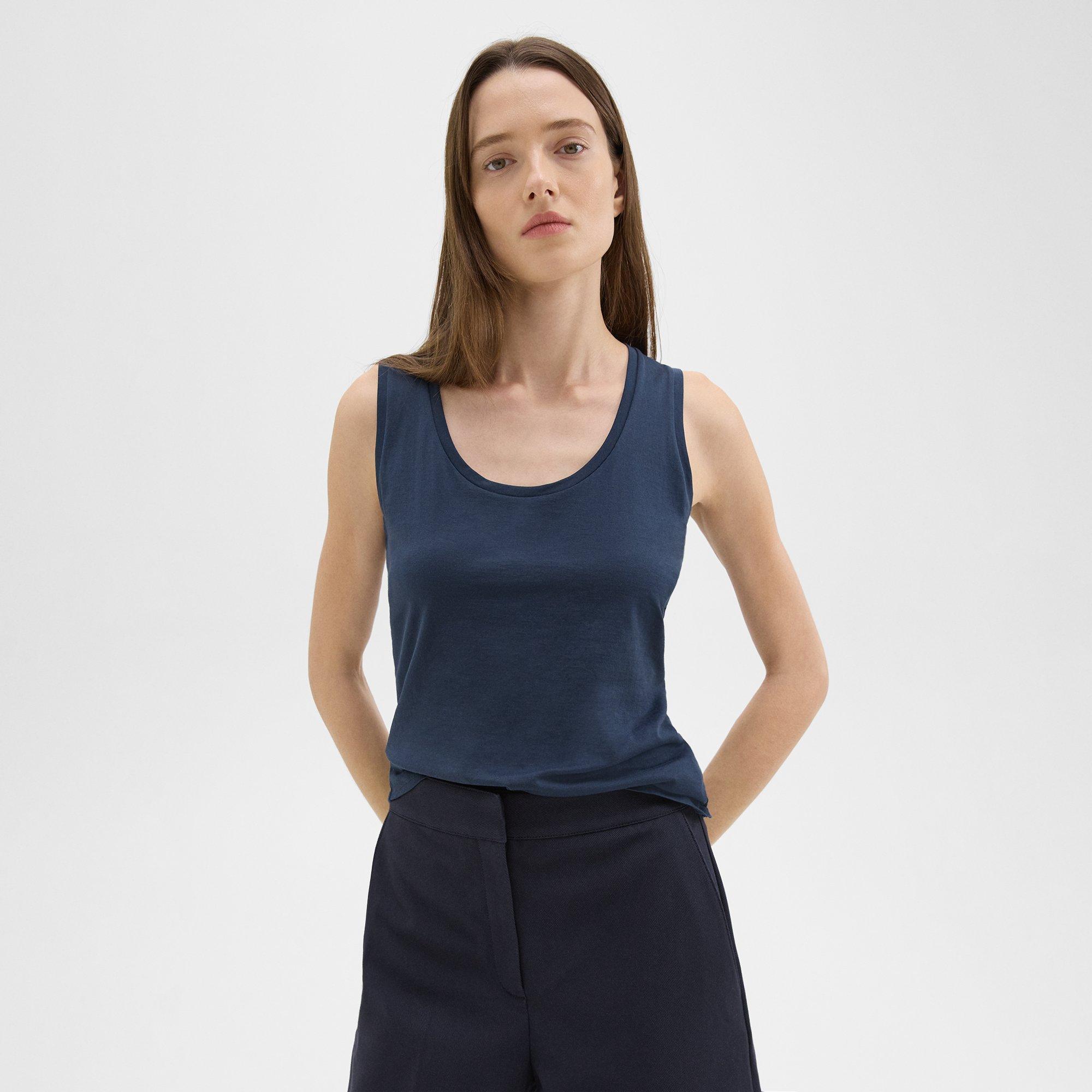 Theory Tiny Tank In Organic Cotton In Blue