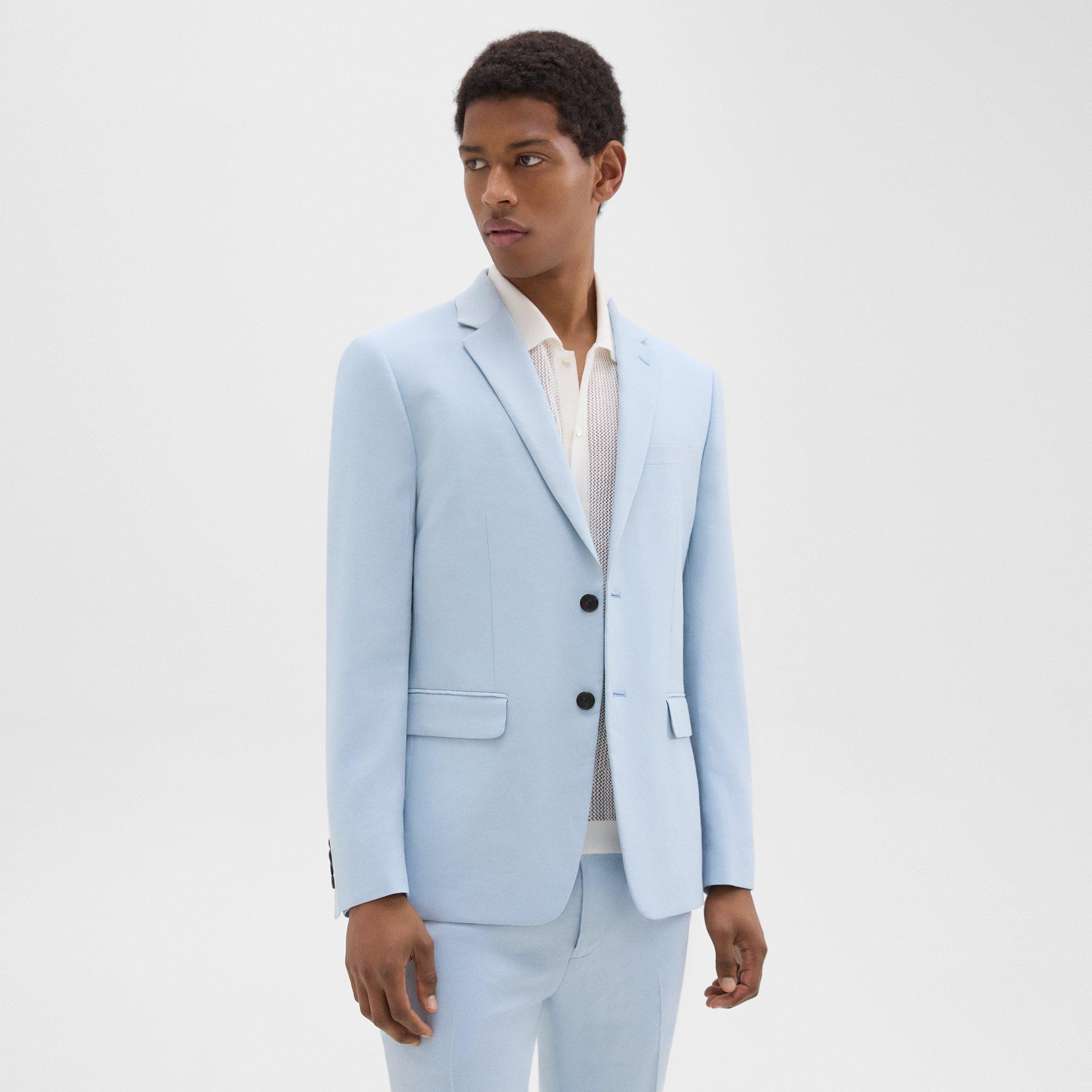 Shop Theory Morton Slim Blazer In Linen-viscose In Skylight