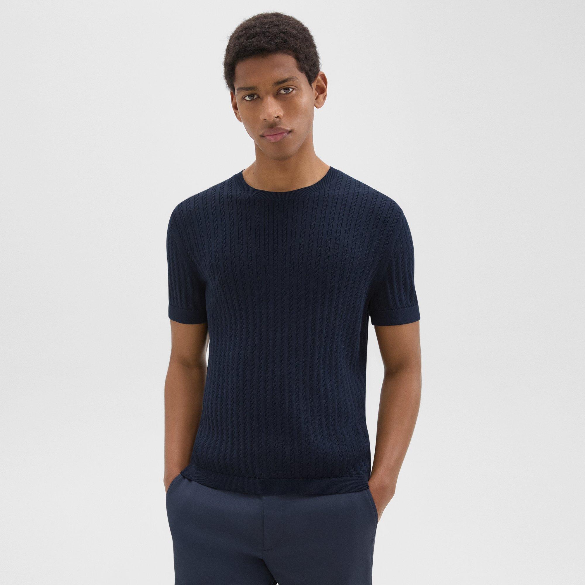 Shop Theory Cable Knit Tee In Cotton In Baltic