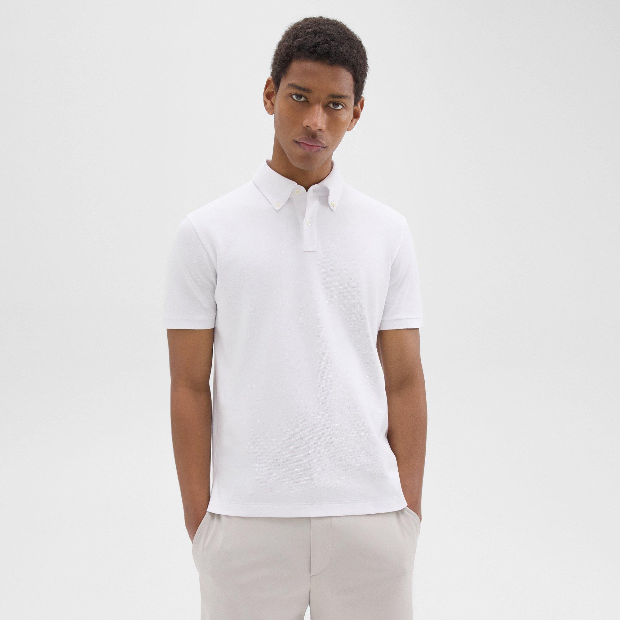 Shop Theory Tailored Polo Shirt In Function Piqué In White