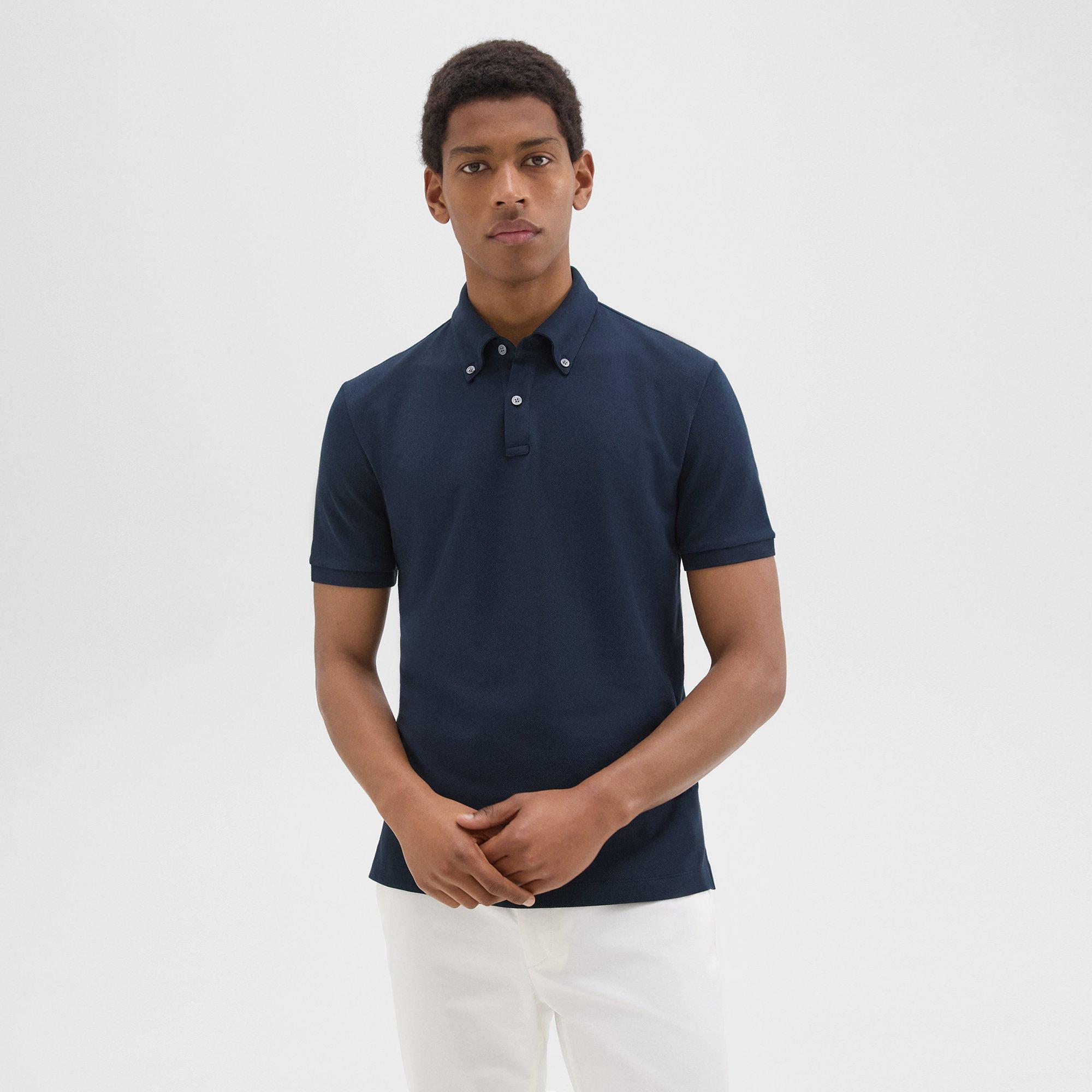 Shop Theory Tailored Polo Shirt In Function Piqué In Baltic