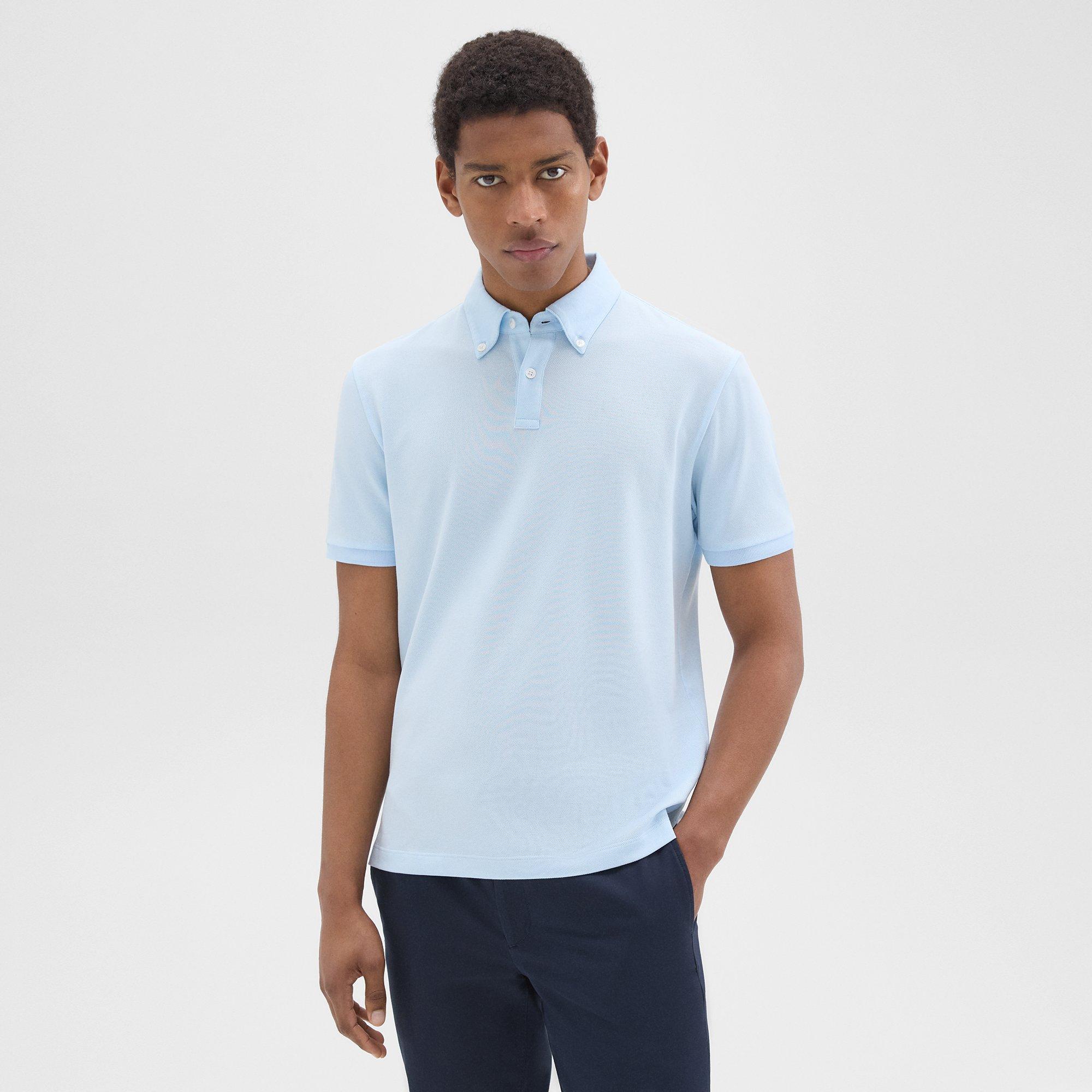 Shop Theory Tailored Polo Shirt In Function Piqué In Skylight