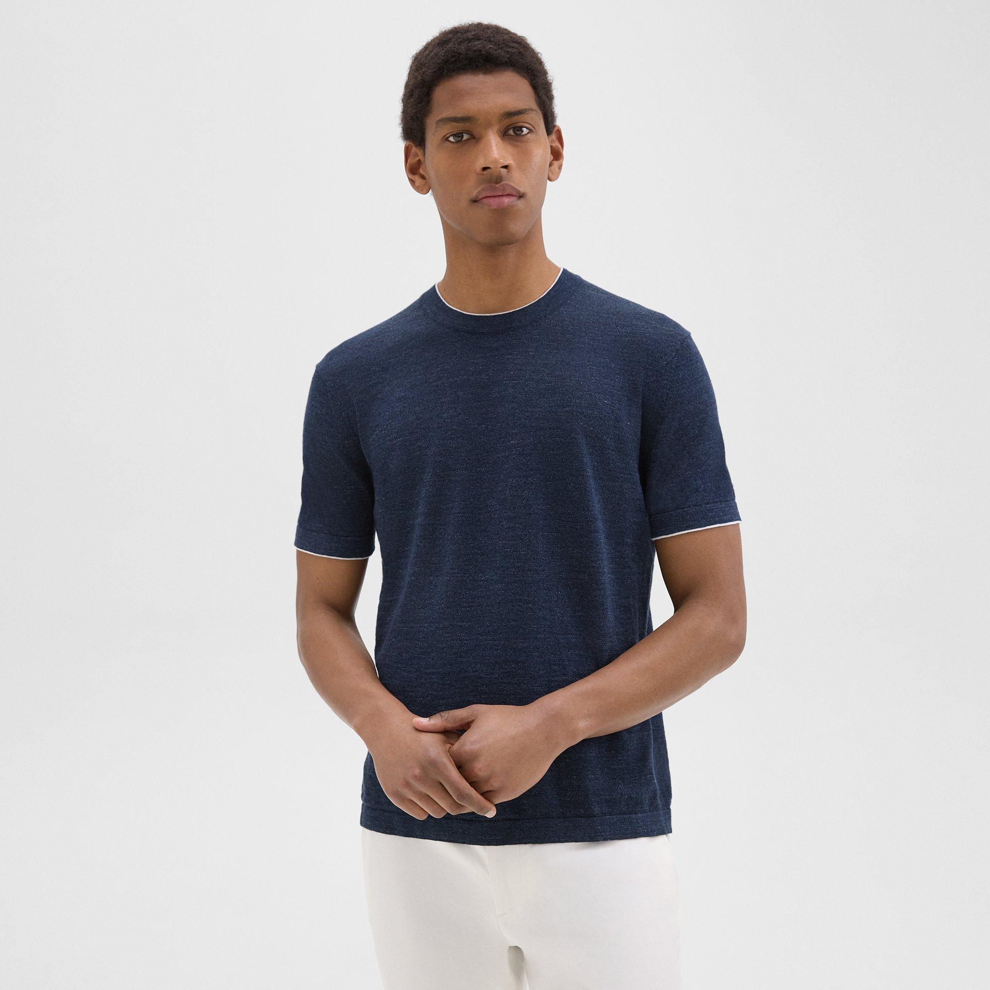 Shop Theory Sarior Tee In Cotton-linen In New Baltic