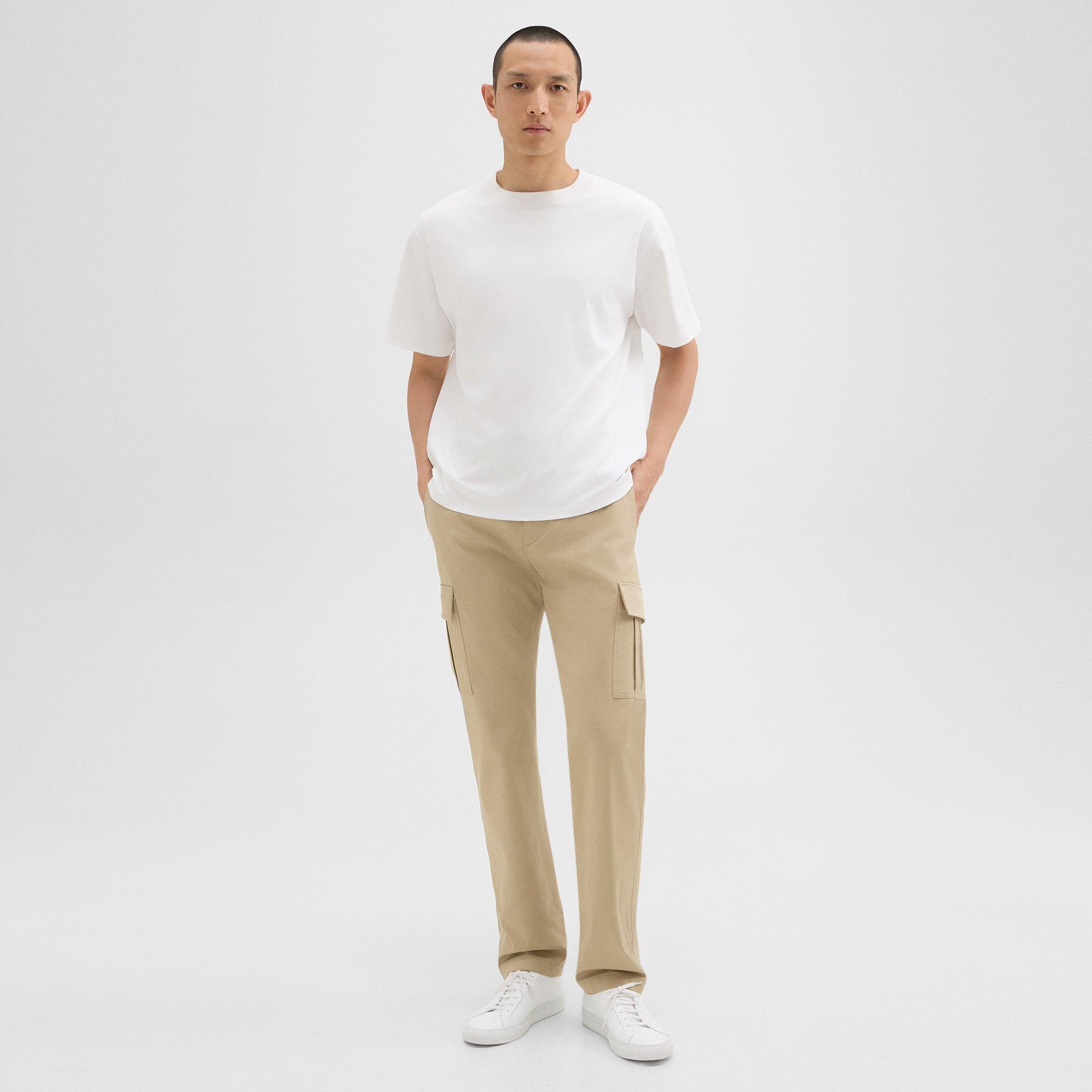 Theory Straight Cargo Pant In Stretch Cotton Twill In Khaki