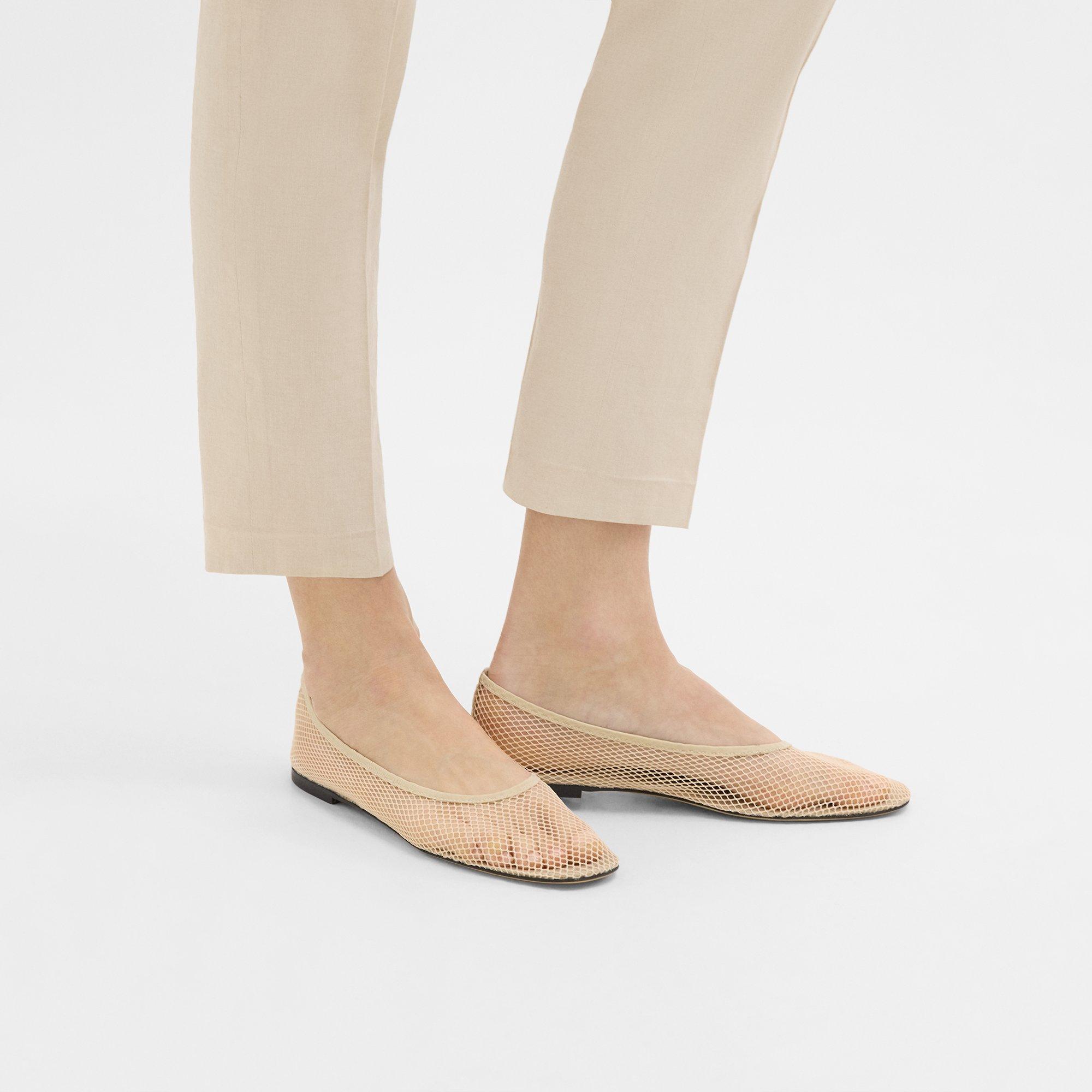 Theory Ballet Flat In Mesh In Light Nude