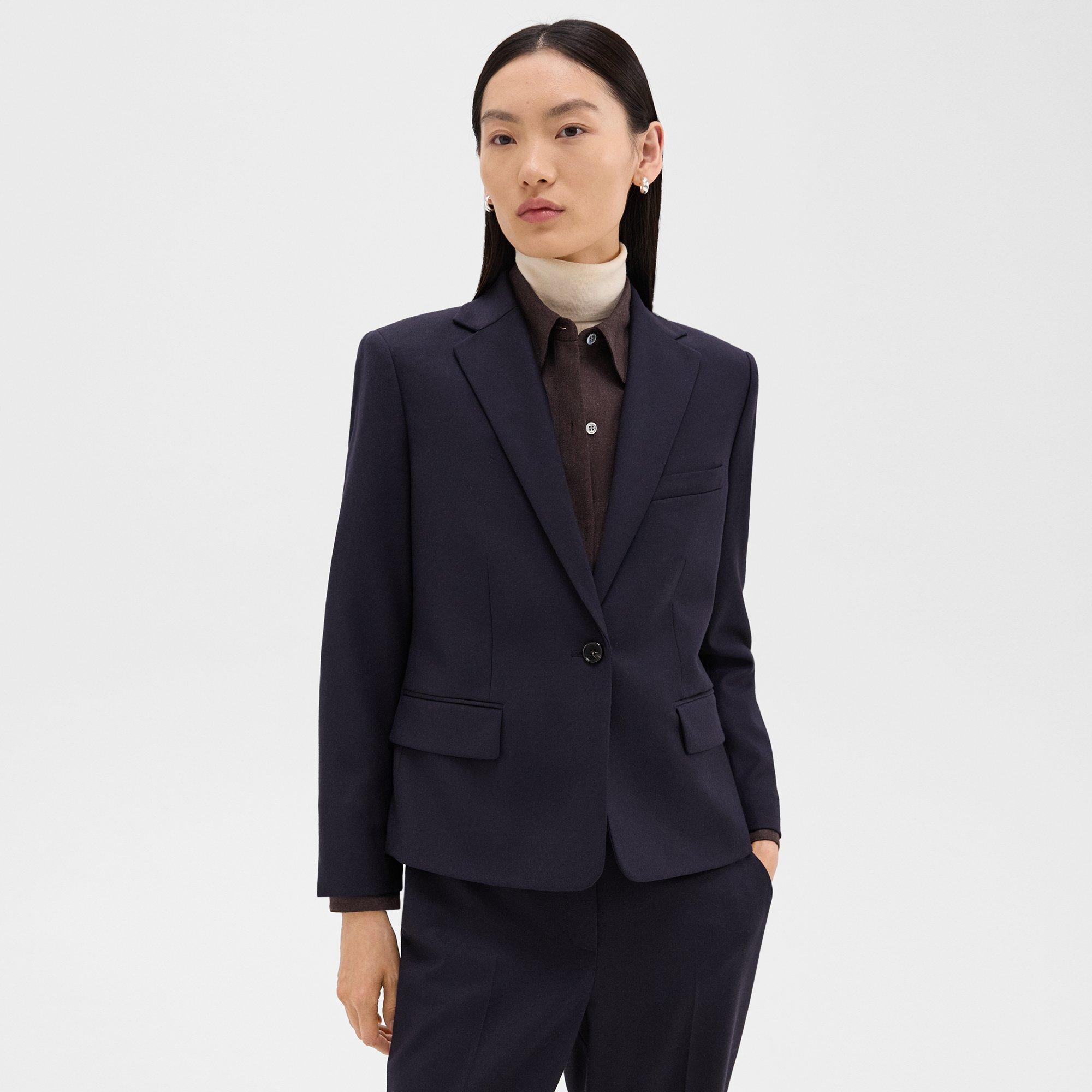 Theory Fairfield Stripe Riding Blazer In Navy