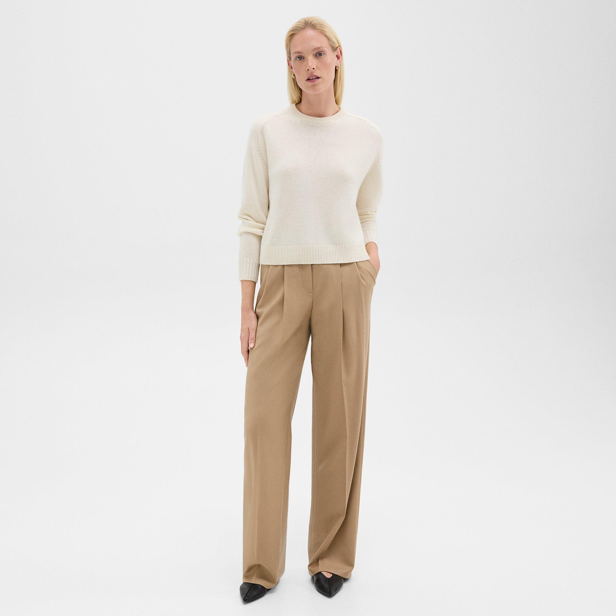 THEORY DOUBLE PLEAT PANT IN SLEEK FLANNEL 