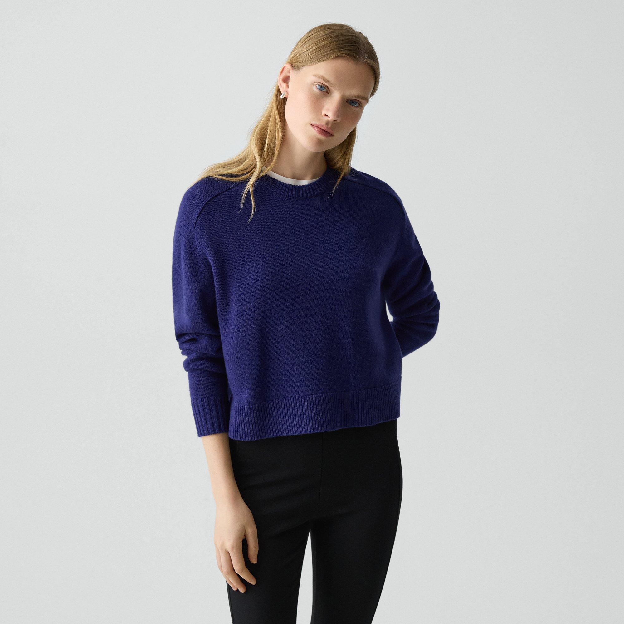 Theory Cropped Crewneck Sweater In Cashmere