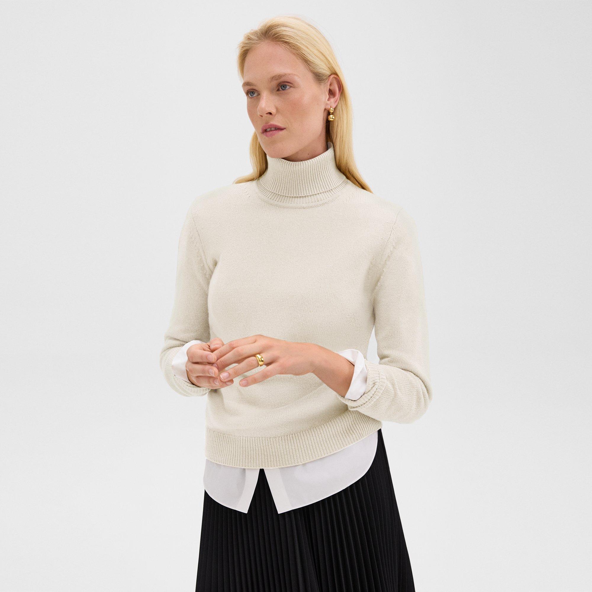 Theory Turtleneck Sweater In Cashmere In Ivory