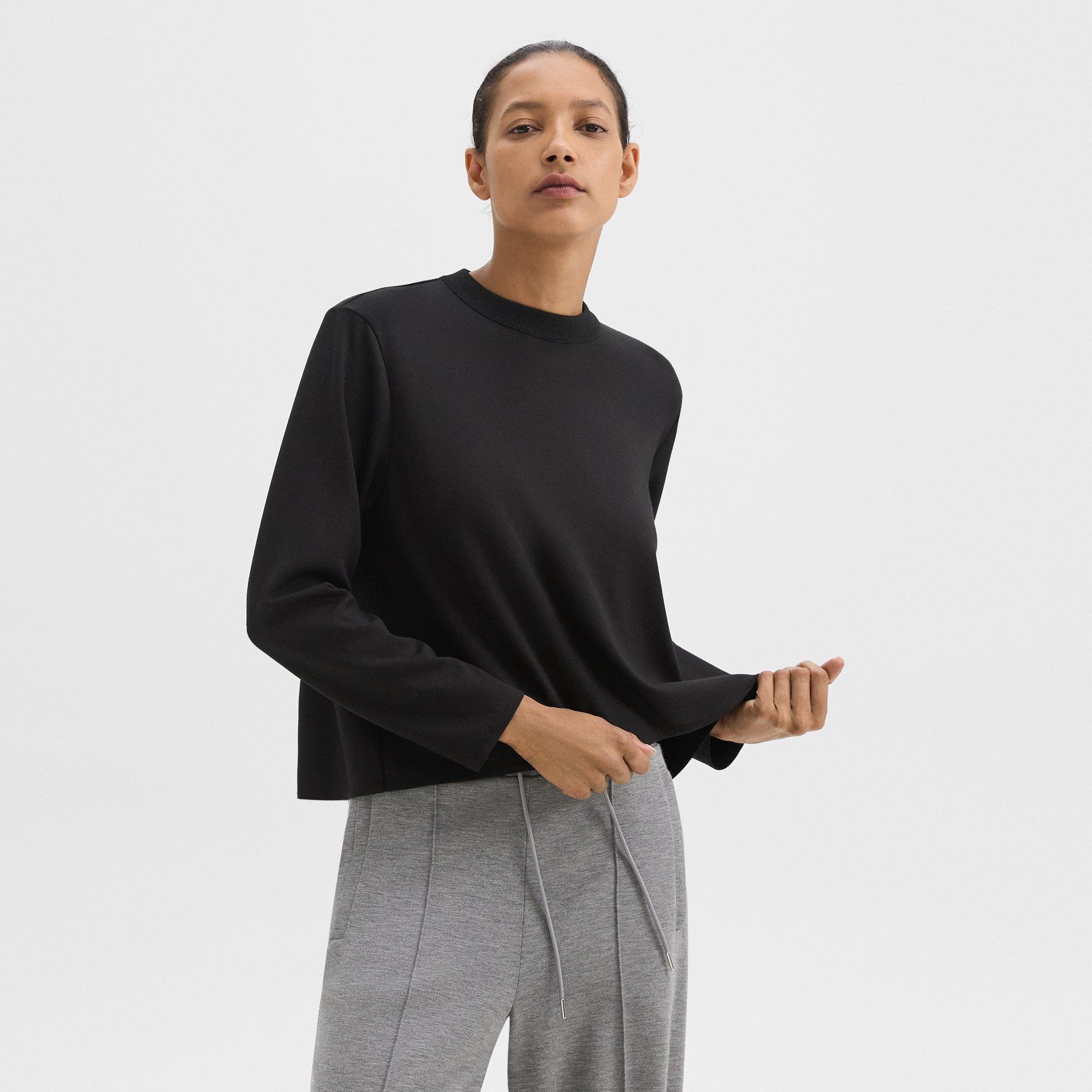 Theory A-line Sweatshirt In Double-knit Jersey In Black