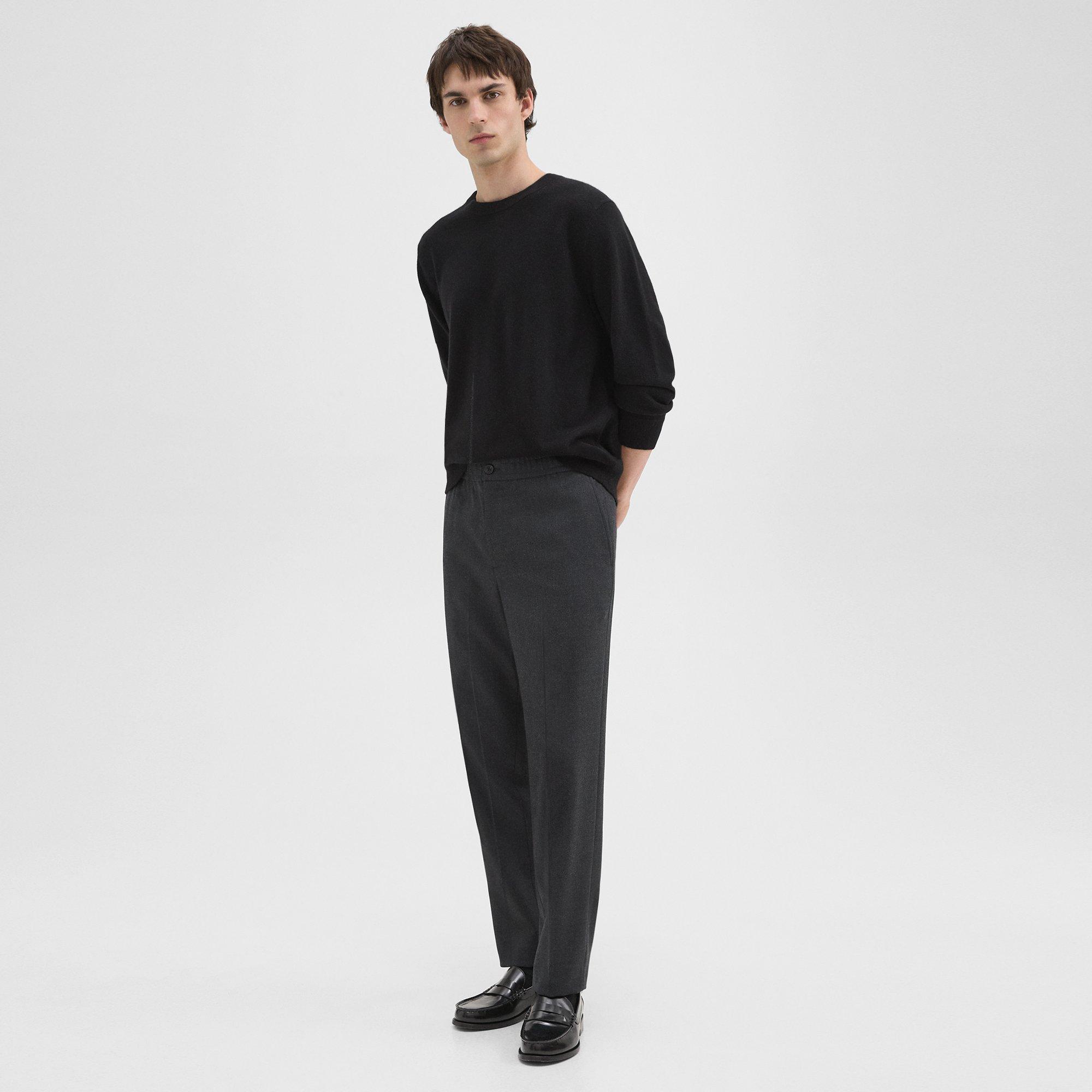 THEORY LARIN DRAWSTRING PANT IN STRETCH FLANNEL 