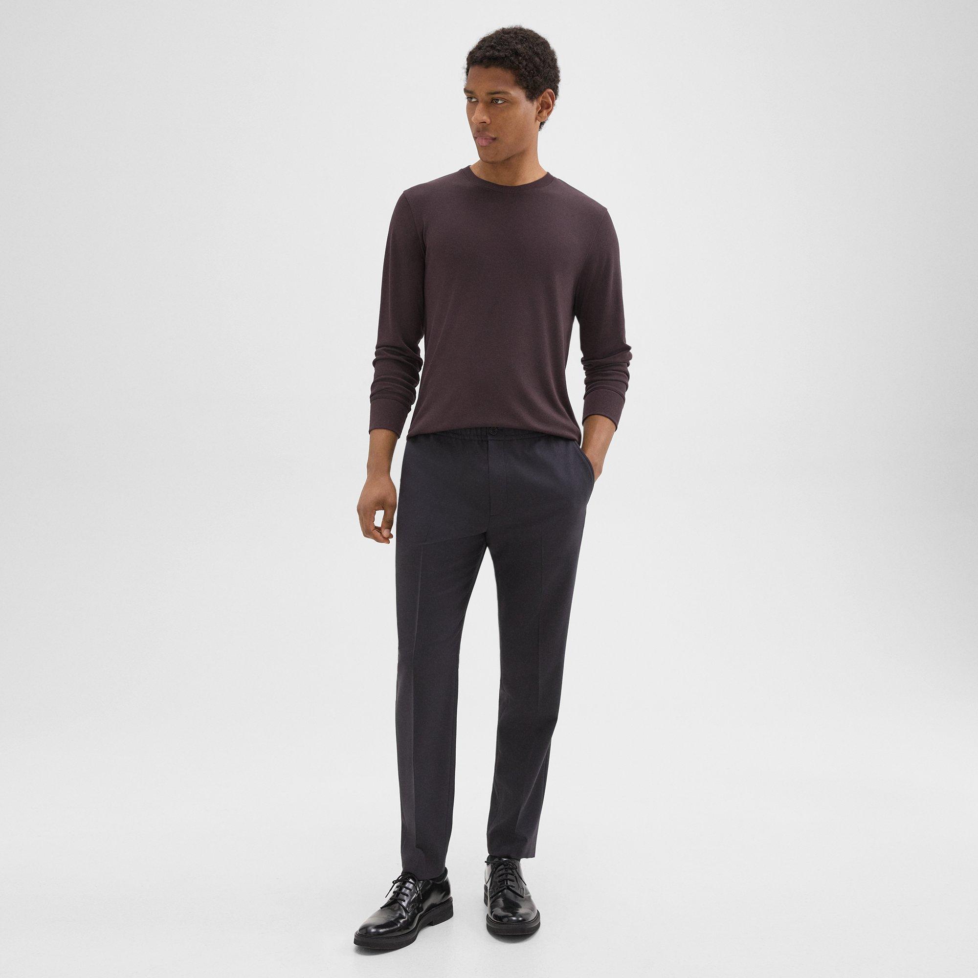 THEORY LARIN DRAWSTRING PANT IN STRETCH FLANNEL 