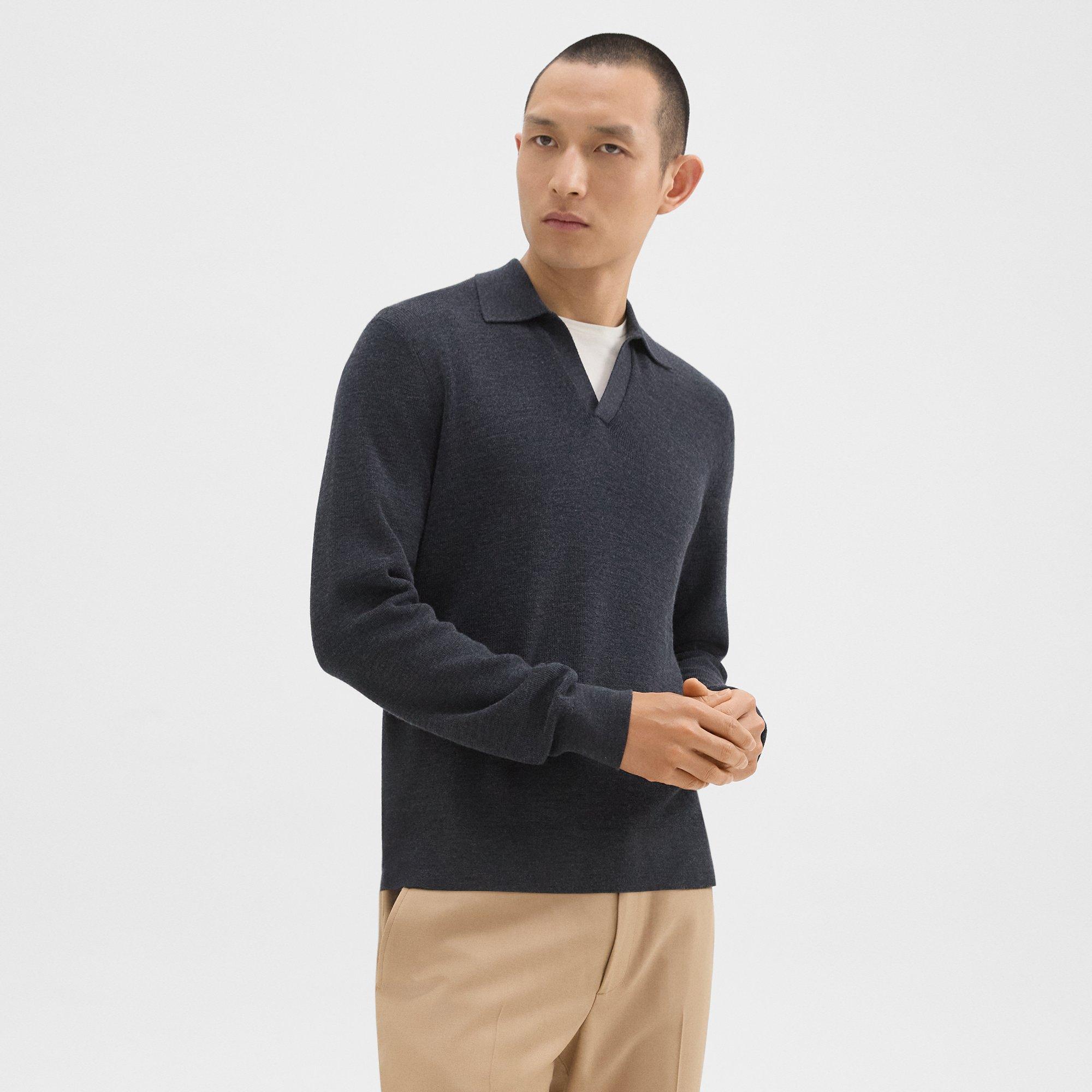 Theory Johnny Collar Sweater In Merino Wool In New Pestle Melange