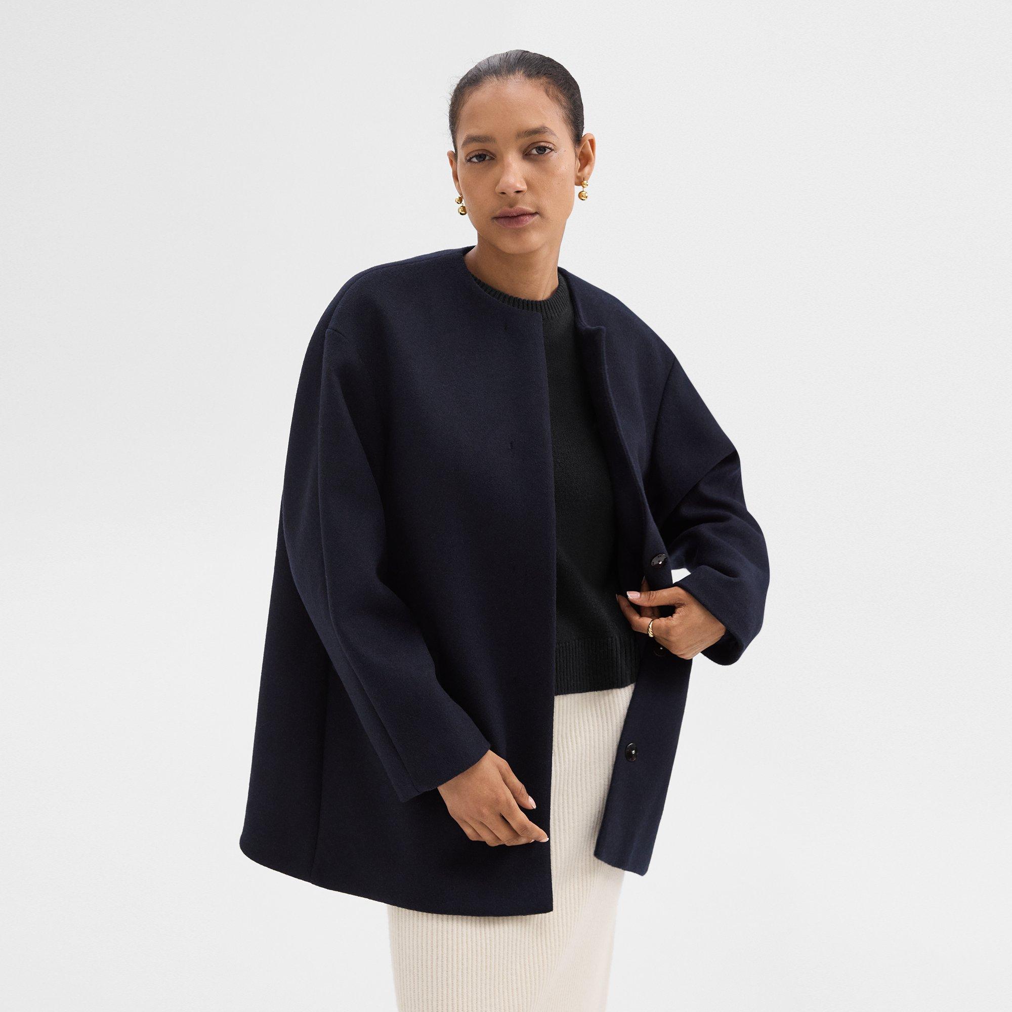 Theory Cape Back Coat In Baltic