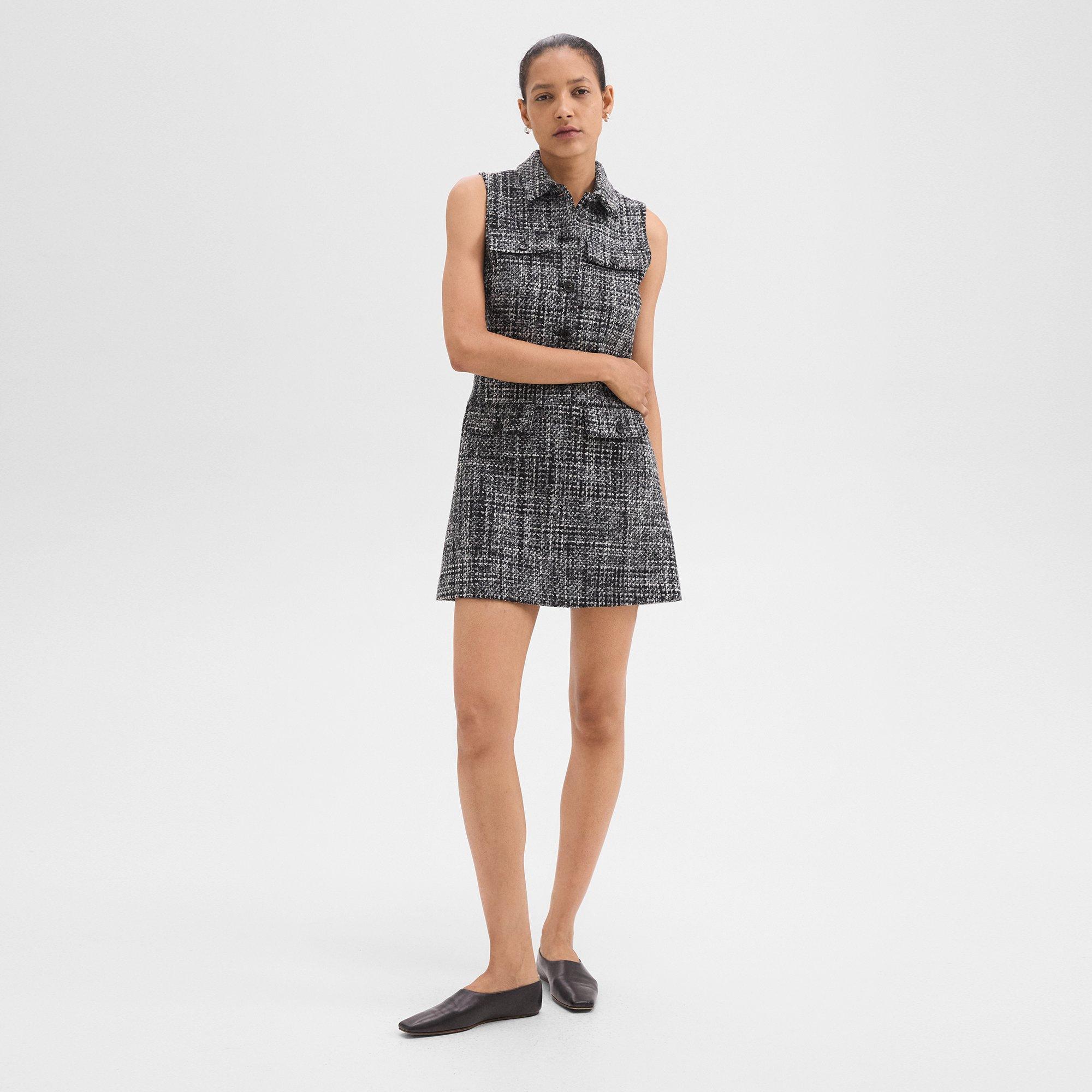 Theory Women's Mela Tailored Tweed Minidress In Black Multi
