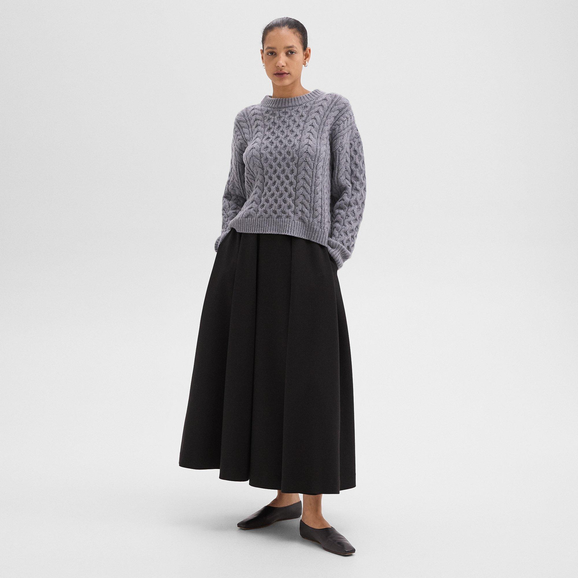 Theory Irregular Pleat Maxi Skirt In Black