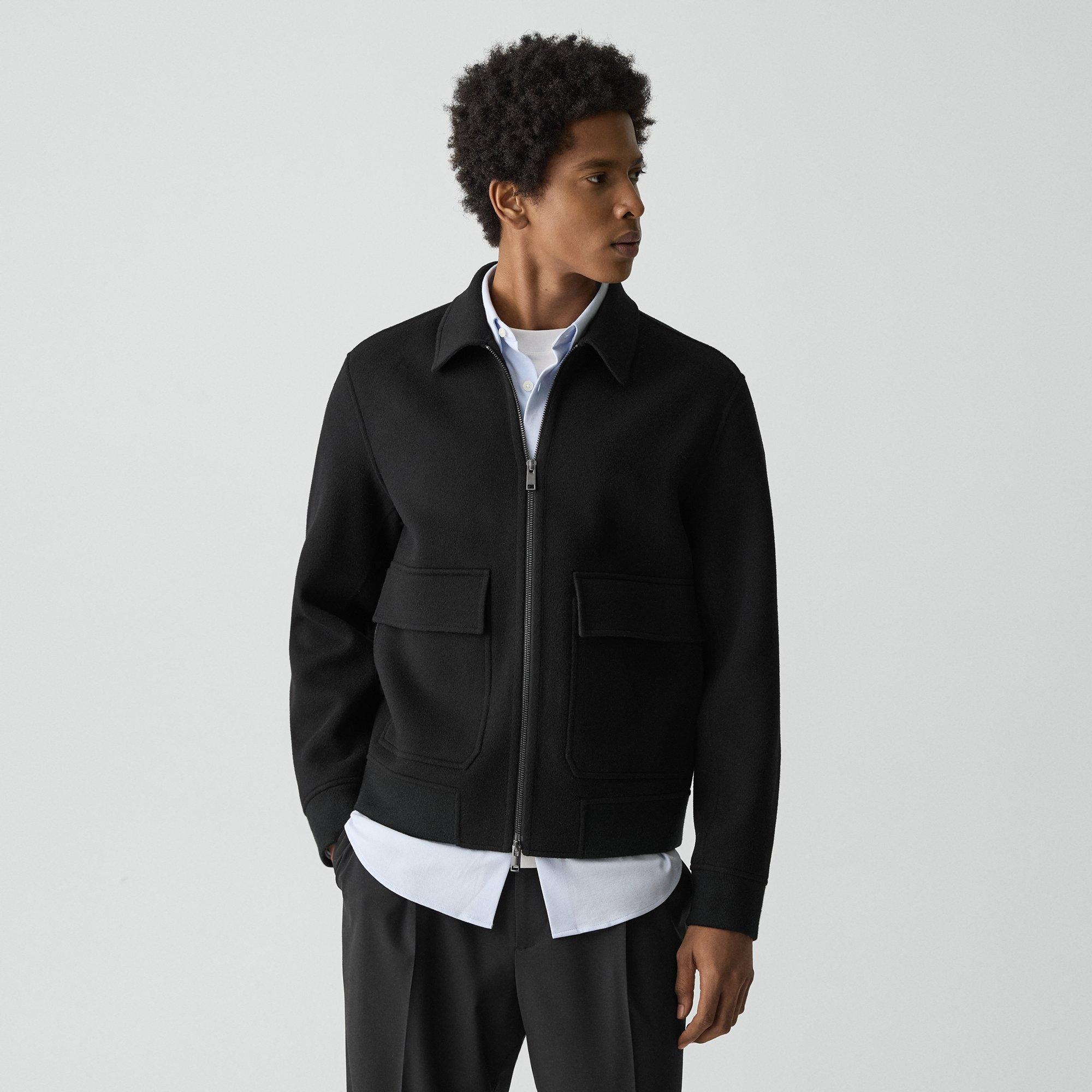 Theory Sean Jacket In Double-face Wool-cashmere In Black
