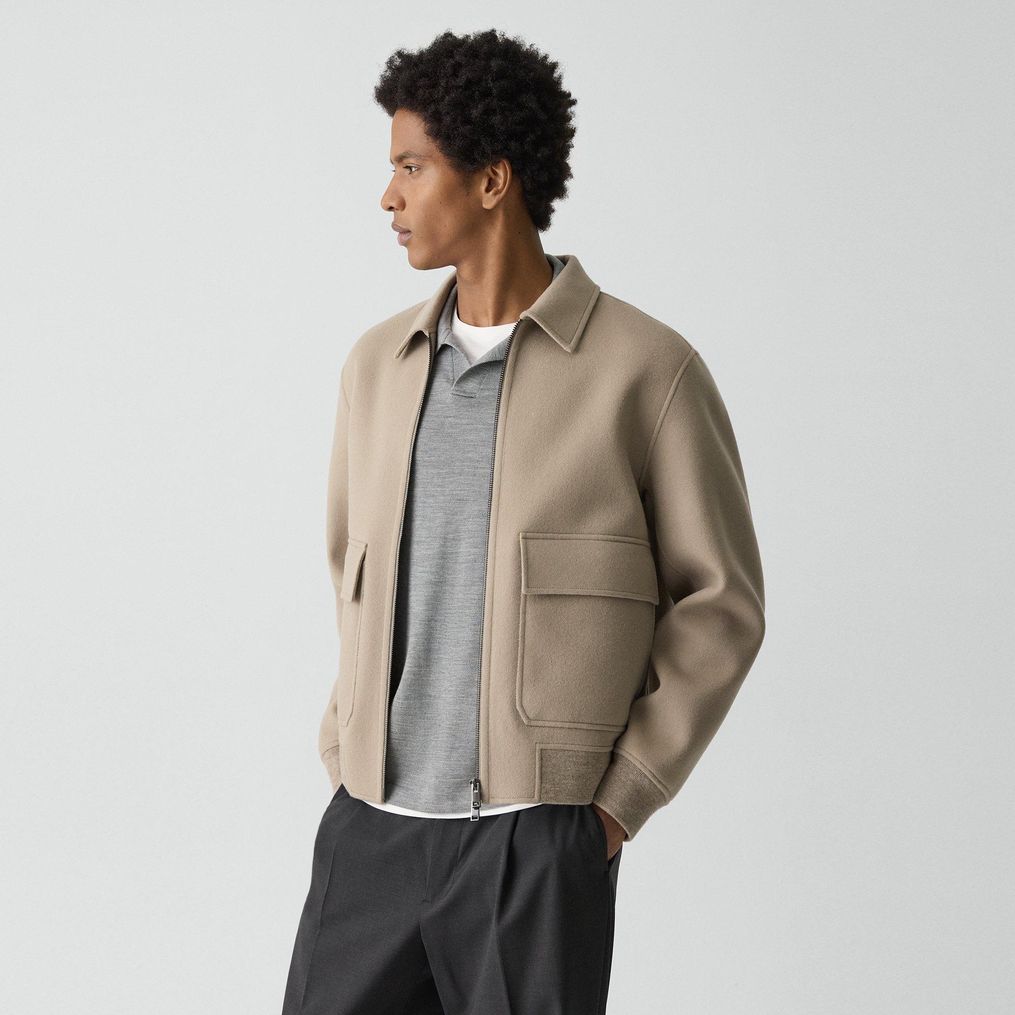 Theory Sean Jacket In Double-face Wool-cashmere In Brown