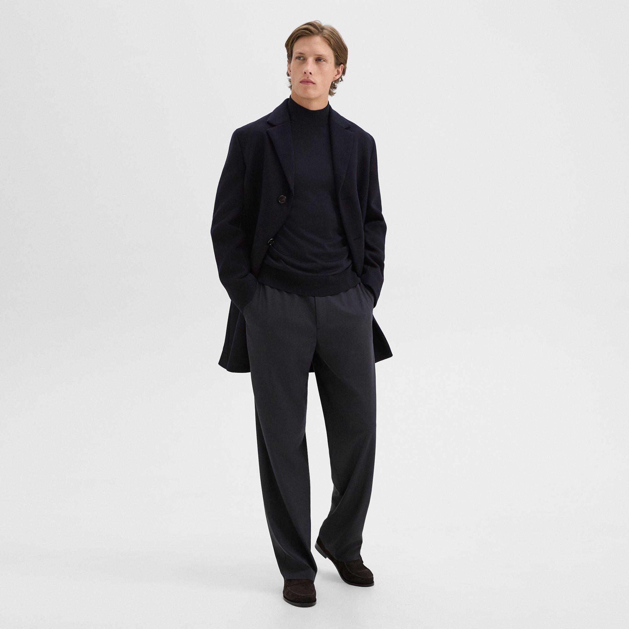 THEORY 3-BUTTON TOPCOAT IN RECYCLED WOOL-BLEND MELTON 
