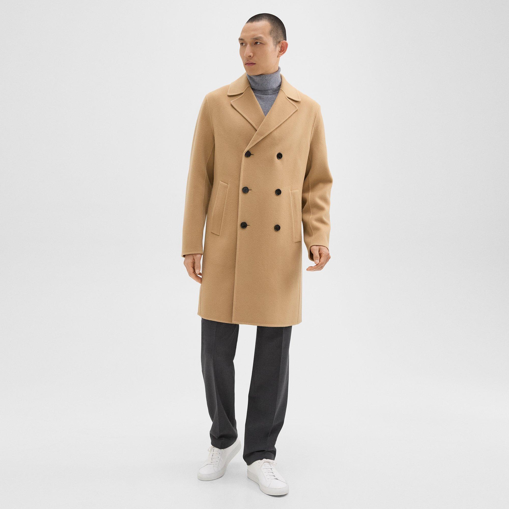 Theory Double breasted Coat In Double face Wool cashmere In New Camel ModeSens