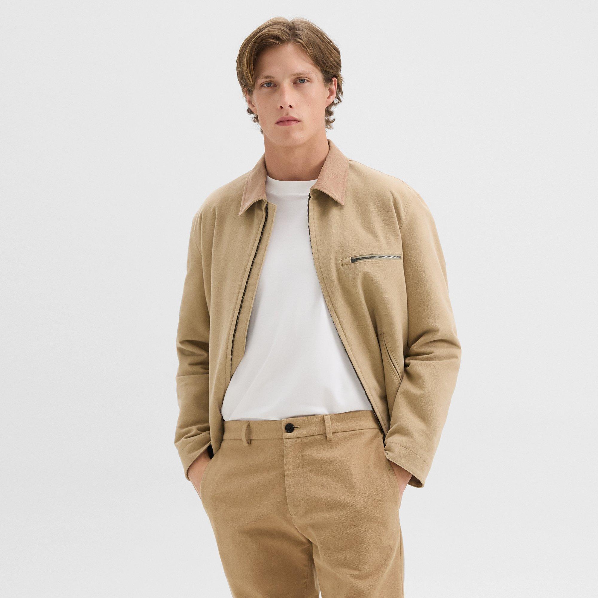 Theory Zip-up Brushed Cotton Twill Jacket In New Camel