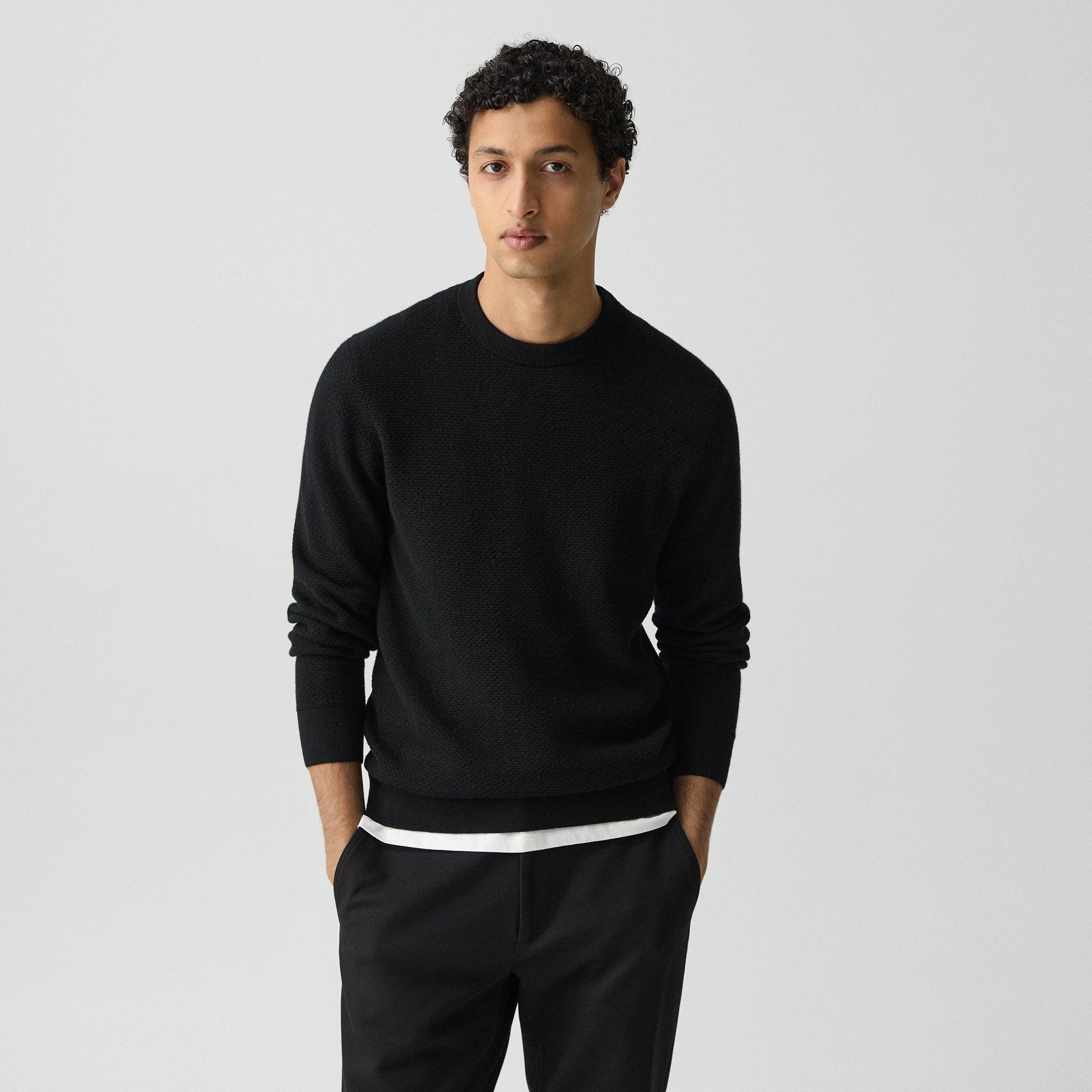 Theory Maden Crewneck Sweater In Merino Wool In Black