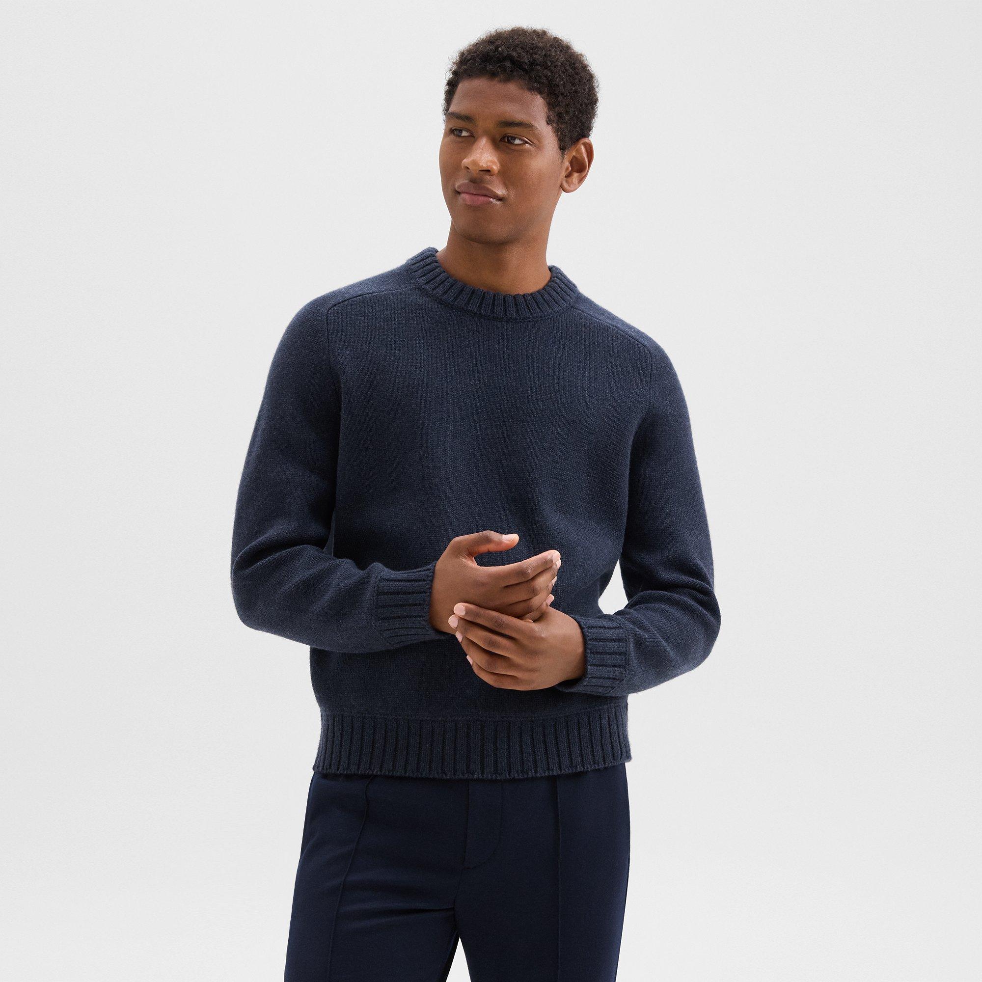Theory Crewneck Sweater In Wool-cashmere In Baltic Melange