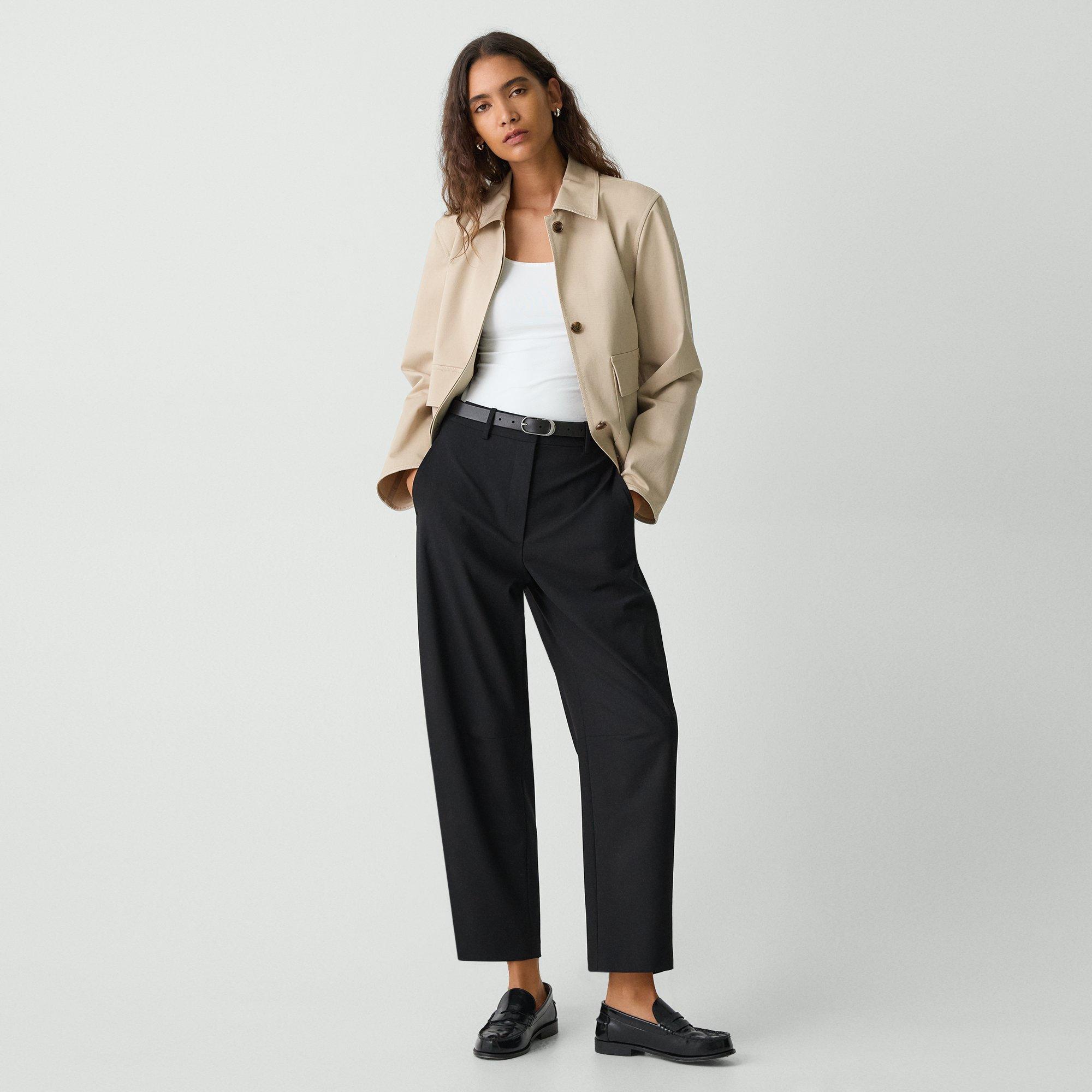 THEORY DROP CURVE PANT IN STRETCH WOOL 