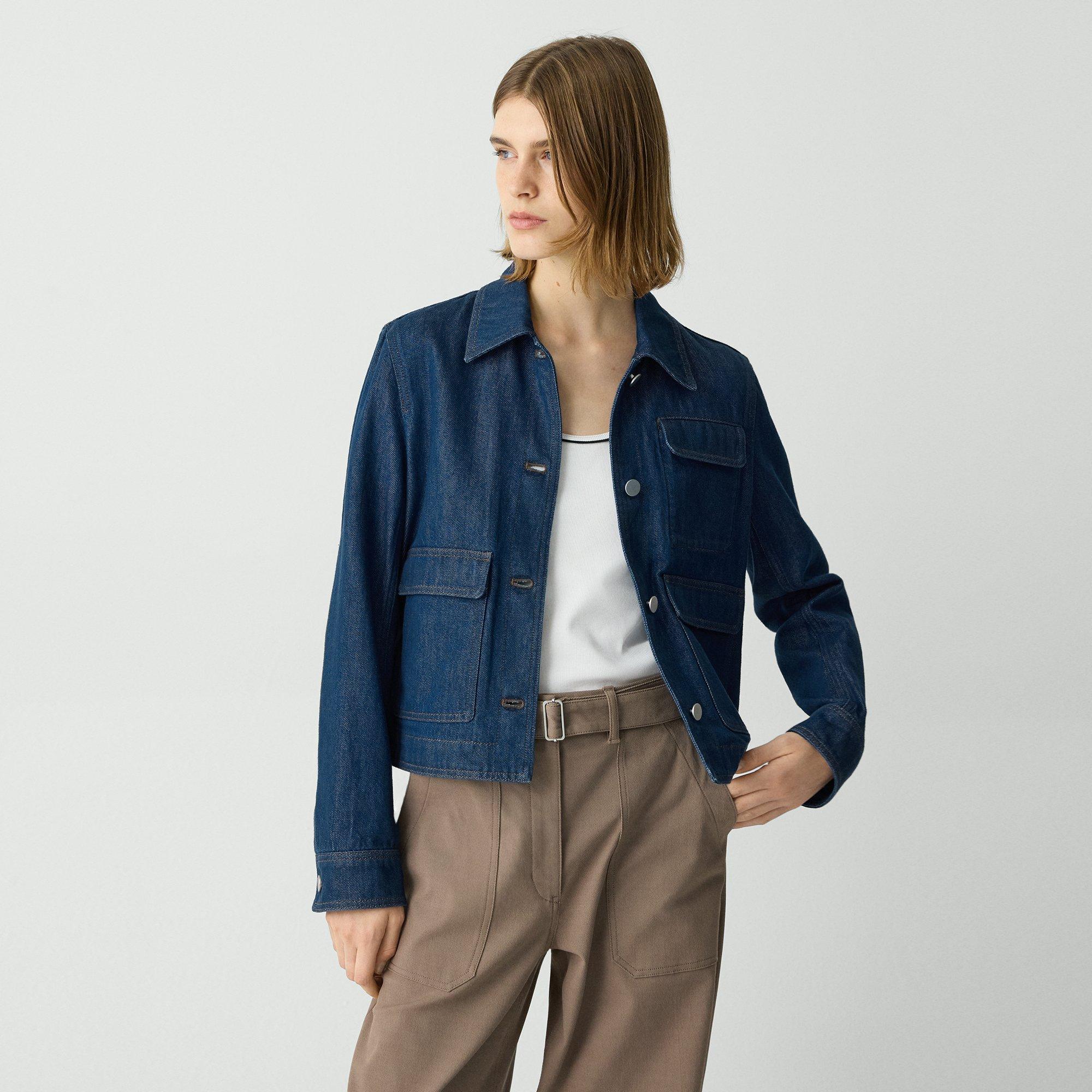 Theory Casual Jacket In Relaxed Denim In Indigo