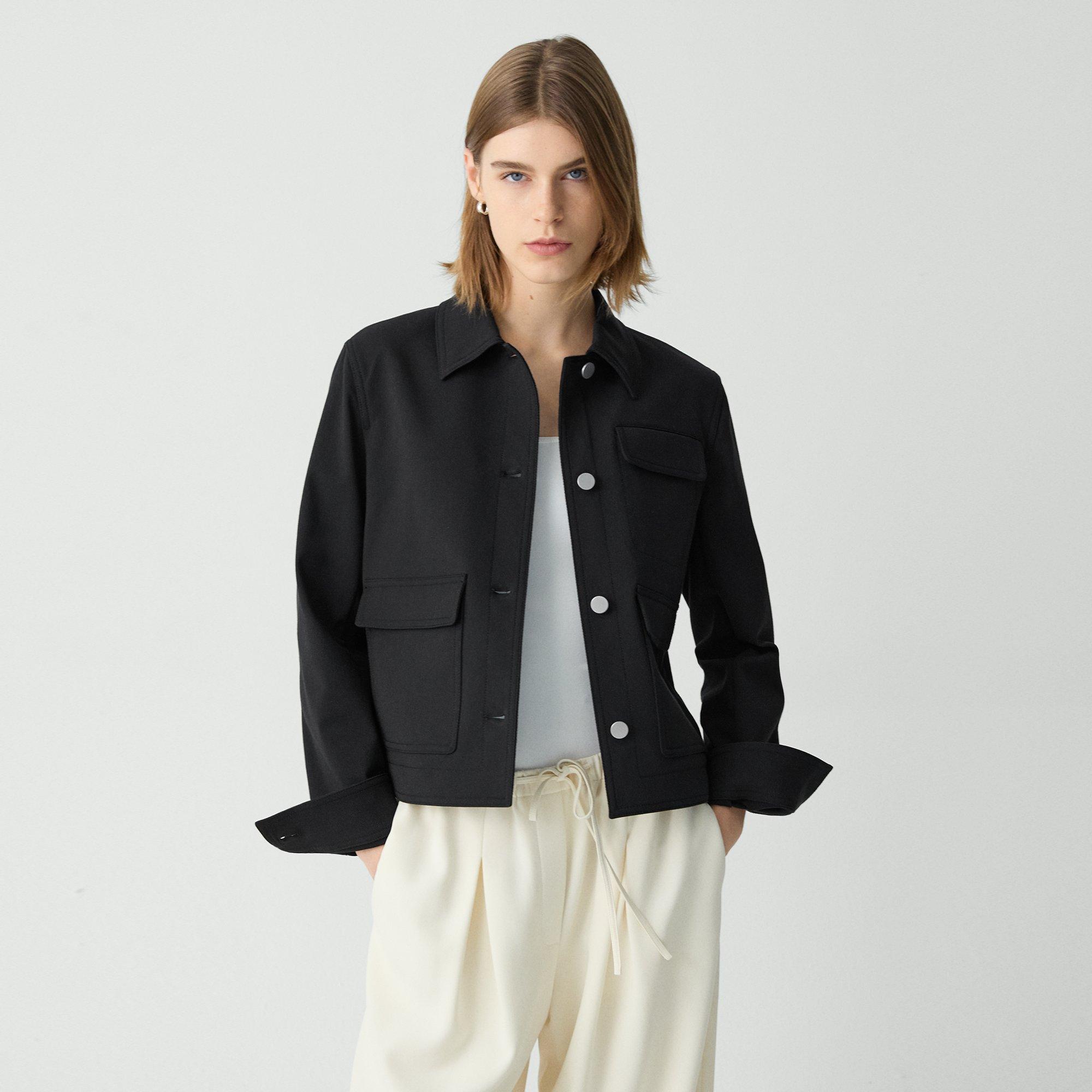 Theory Casual Jacket In Neoteric Twill In Black