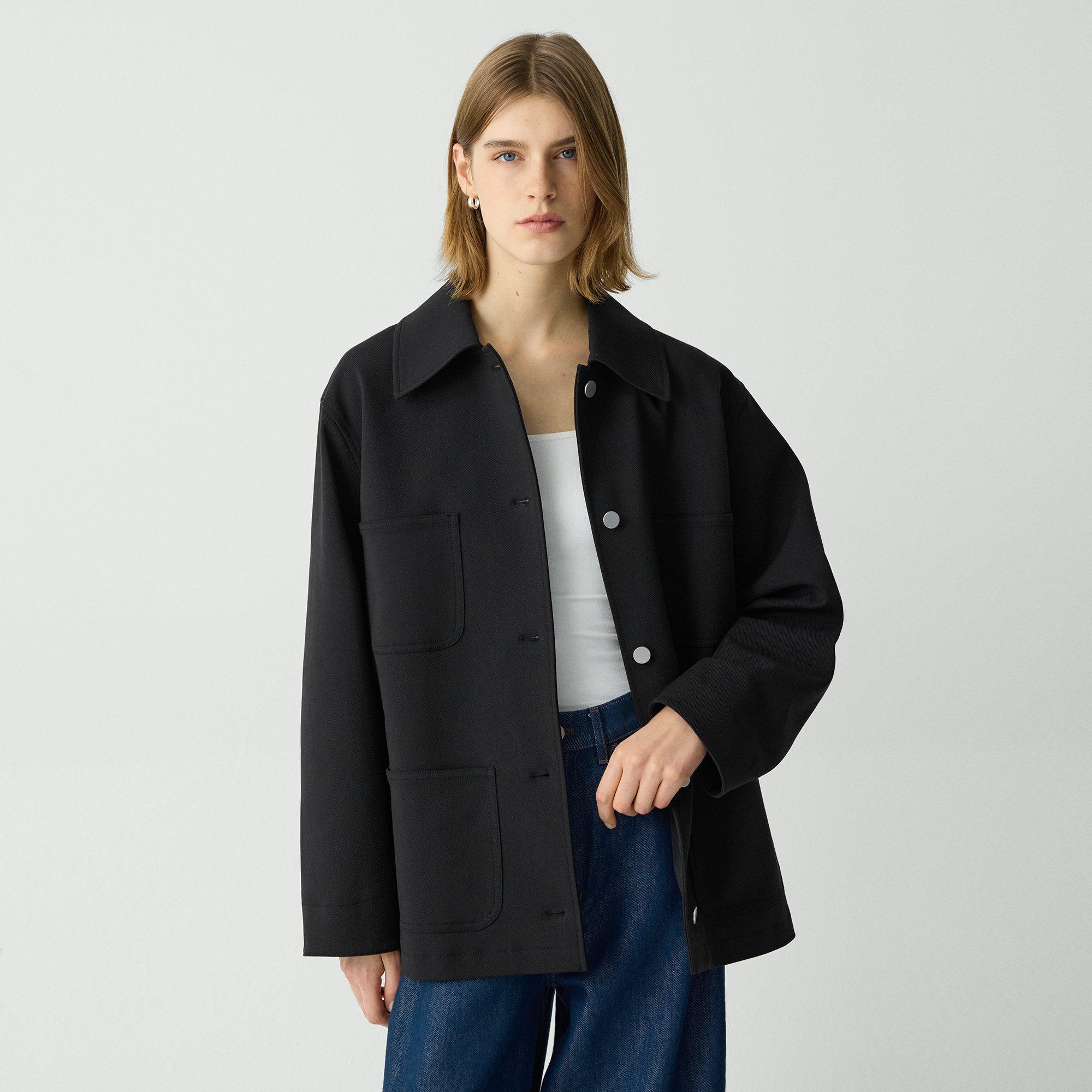Theory Oversized Utility Jacket In Neoteric Twill In Black
